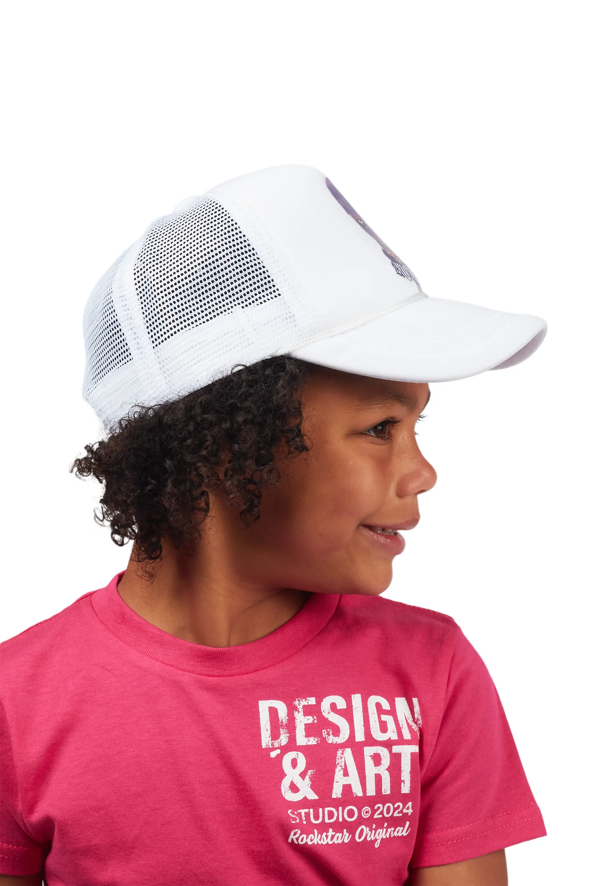 Girls Mura White Graphic Trucker Hat - Image 6
