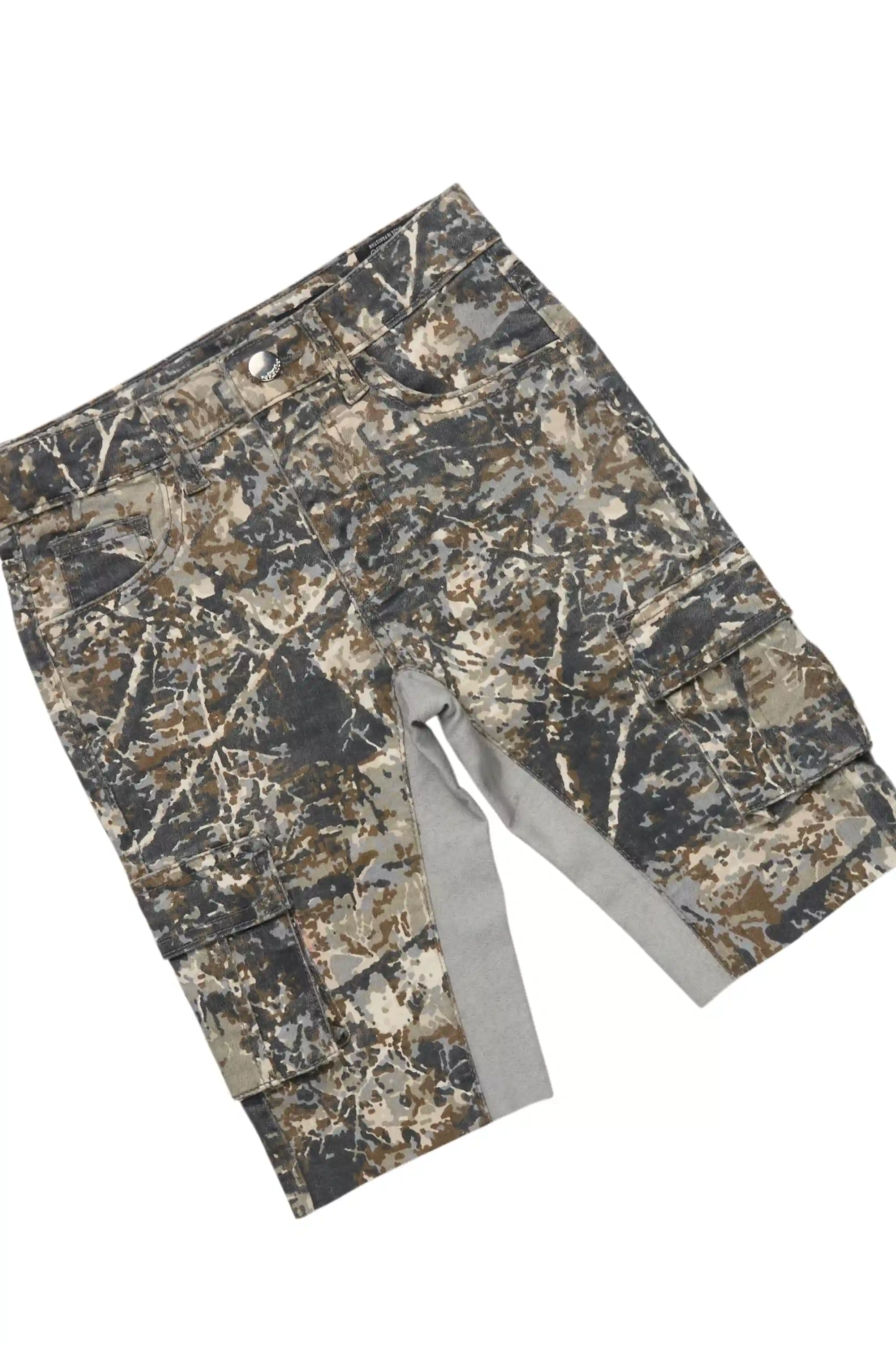 Boys Beau Royal Blue/Tree Camo T-Shirt/Denim Short Set - Image 3