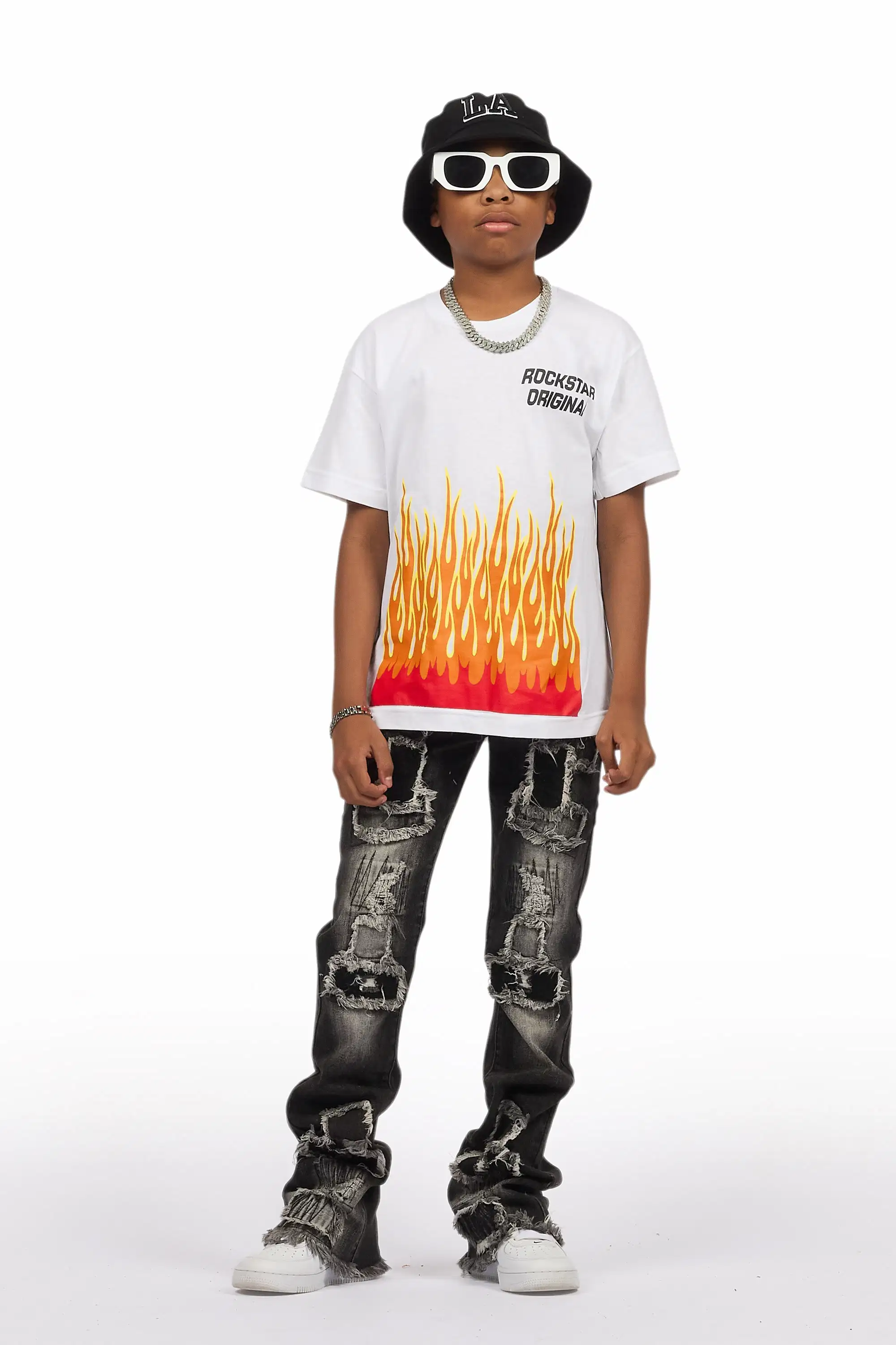 Boys Camden Grey Stacked Flare Jean - Image 3