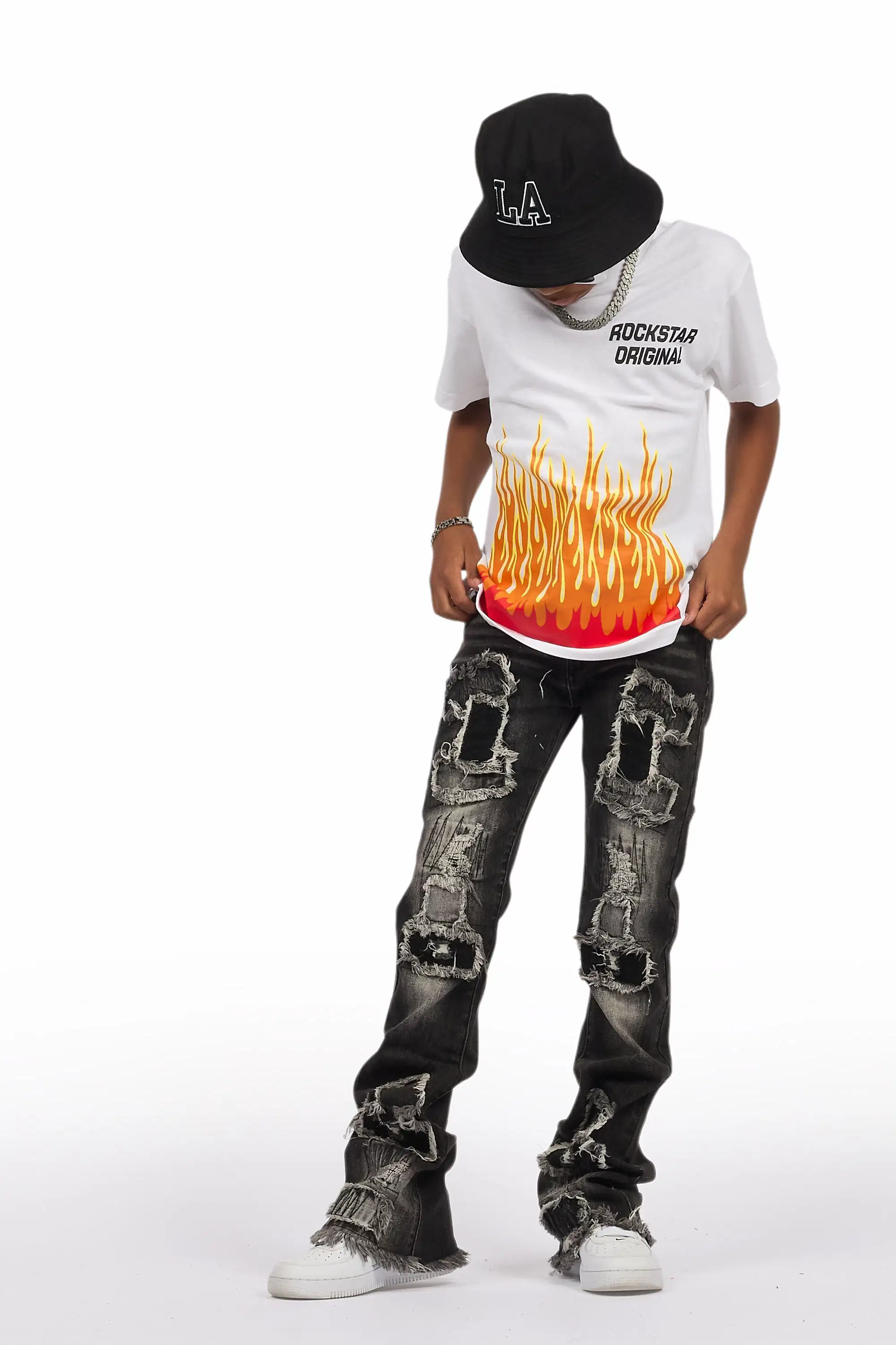 Boys Camden Grey Stacked Flare Jean - Image 4