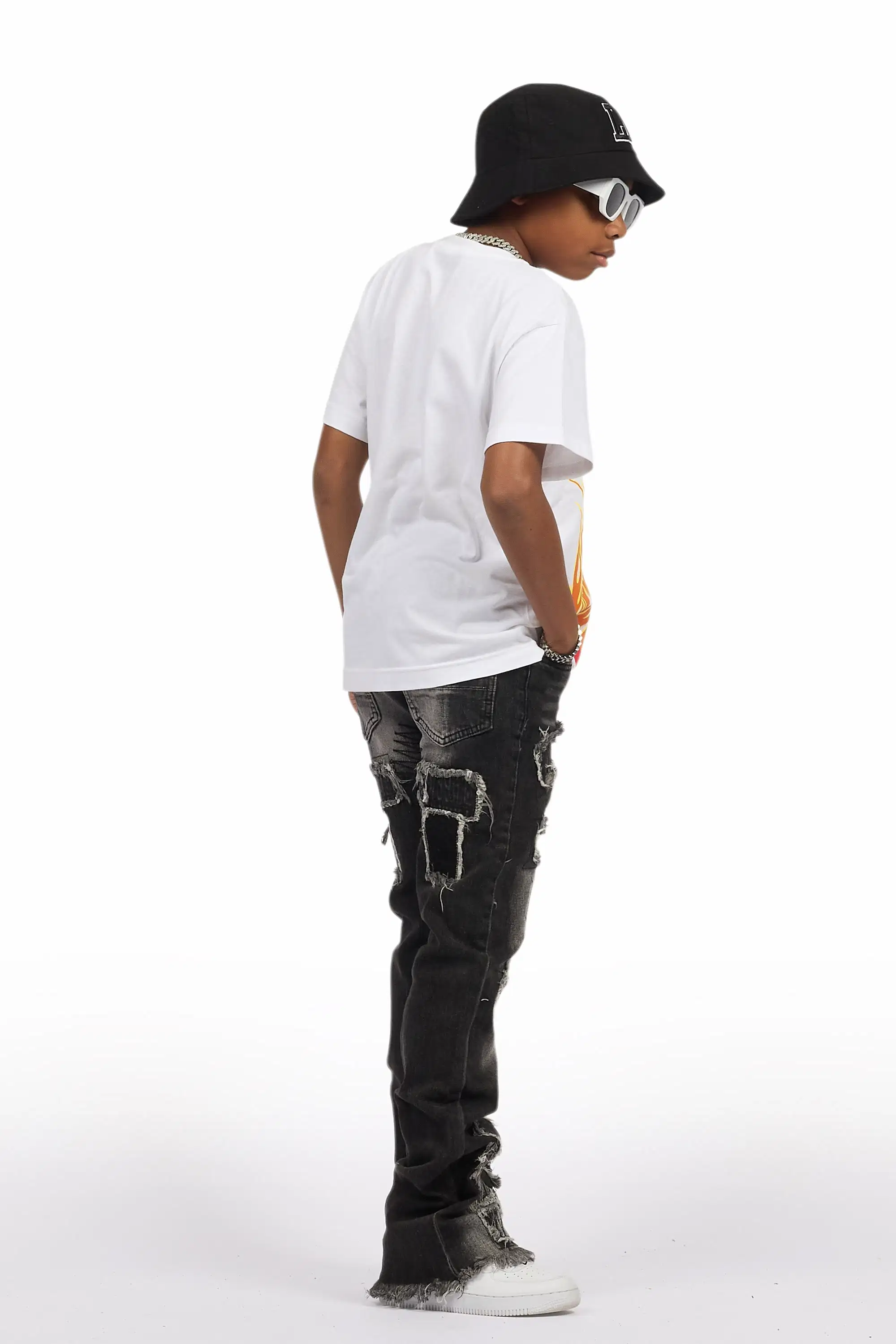 Boys Camden Grey Stacked Flare Jean - Image 6