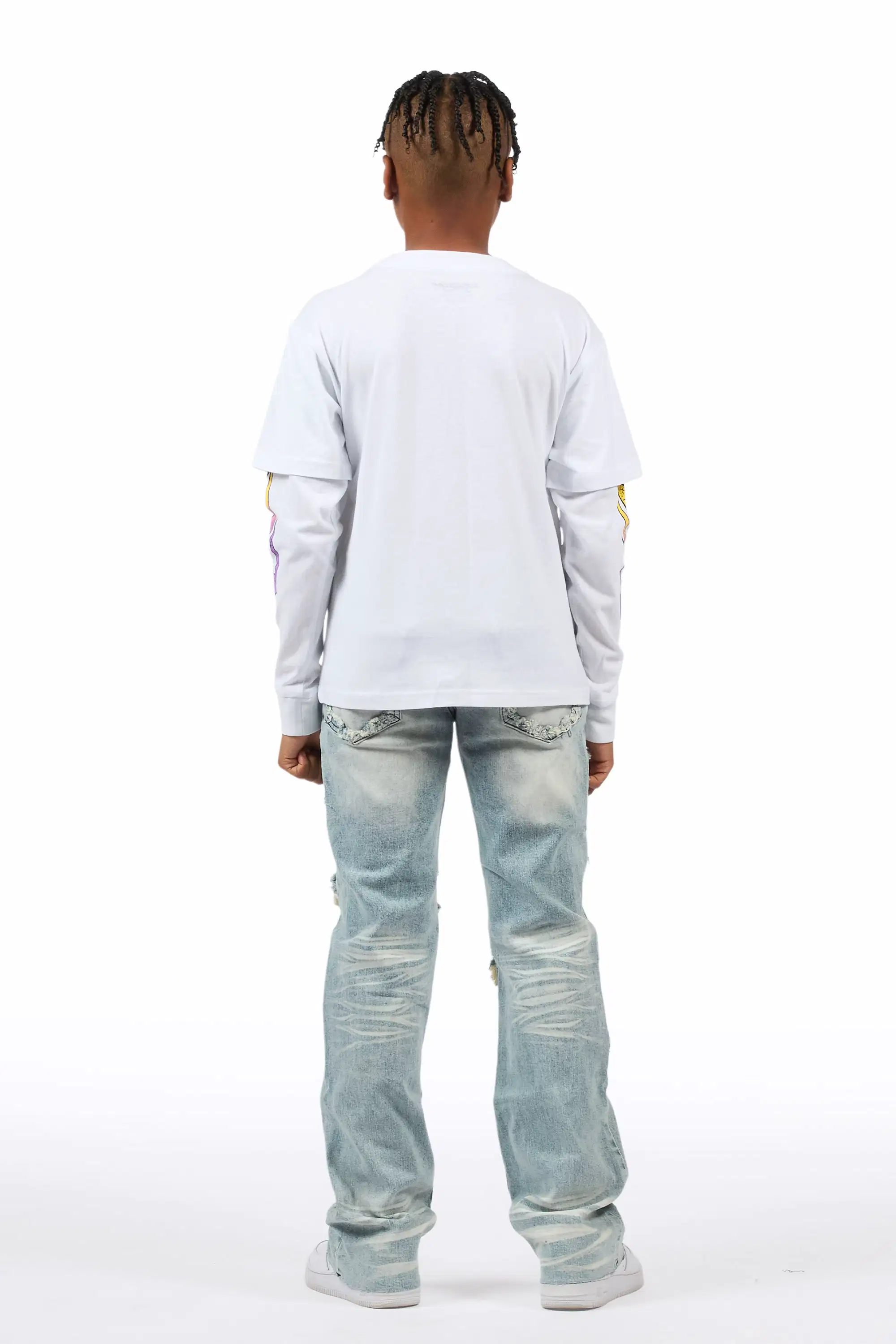 Boys Petrus Blue Stacked Flare Jean - Image 5