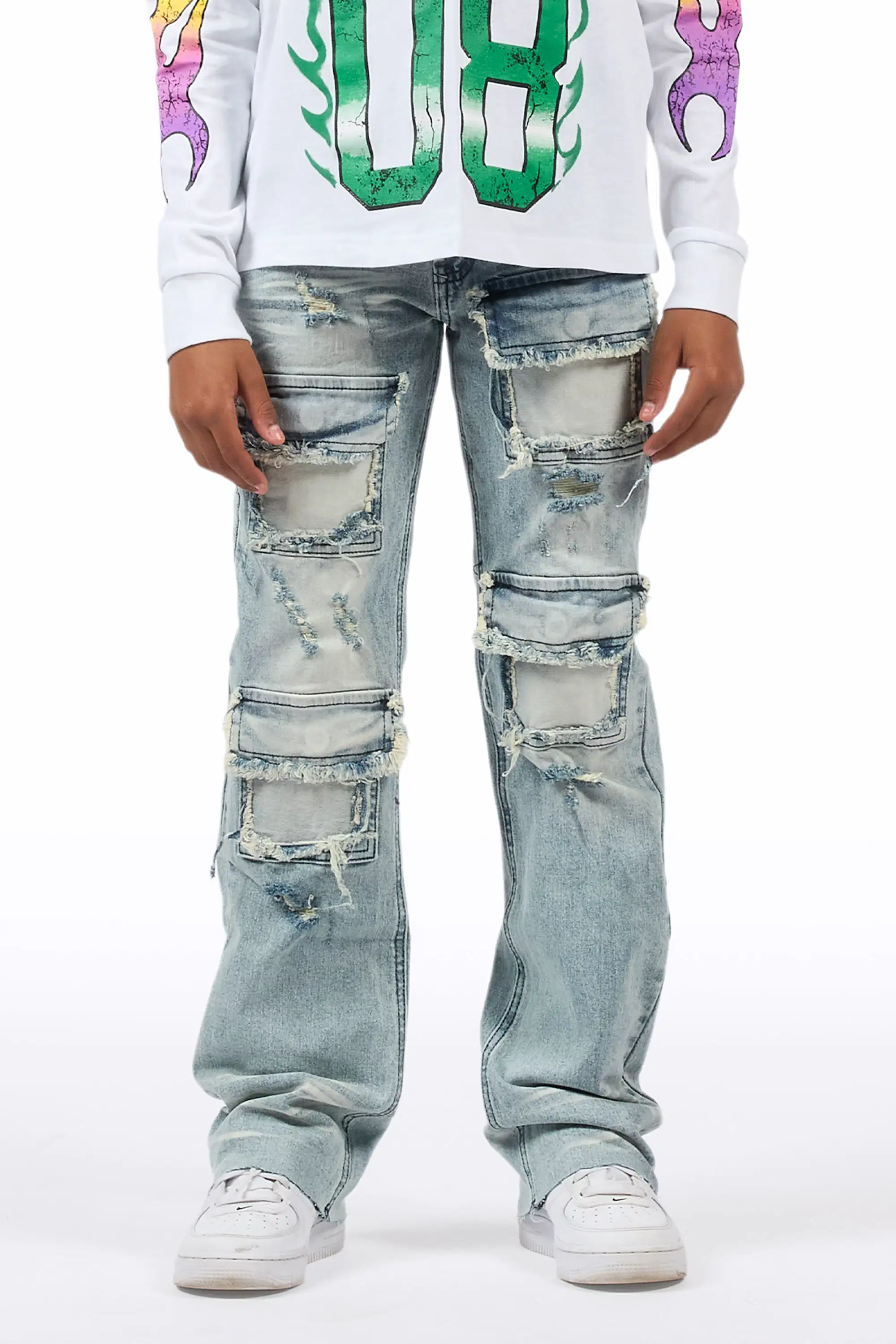Boys Petrus Blue Stacked Flare Jean - Image 9