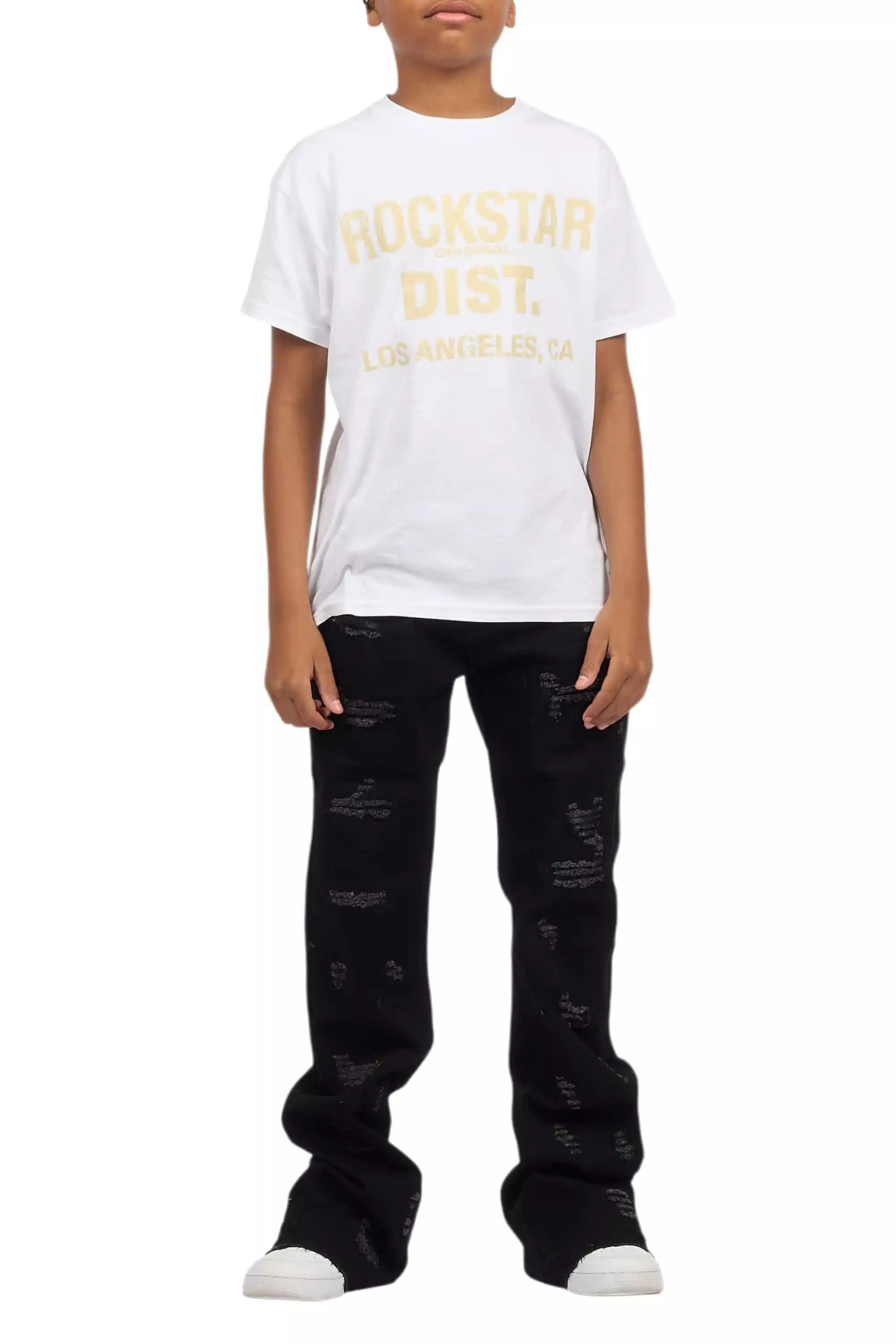 Boys Holibert Jet Black Stacked Flare Jean - Image 10