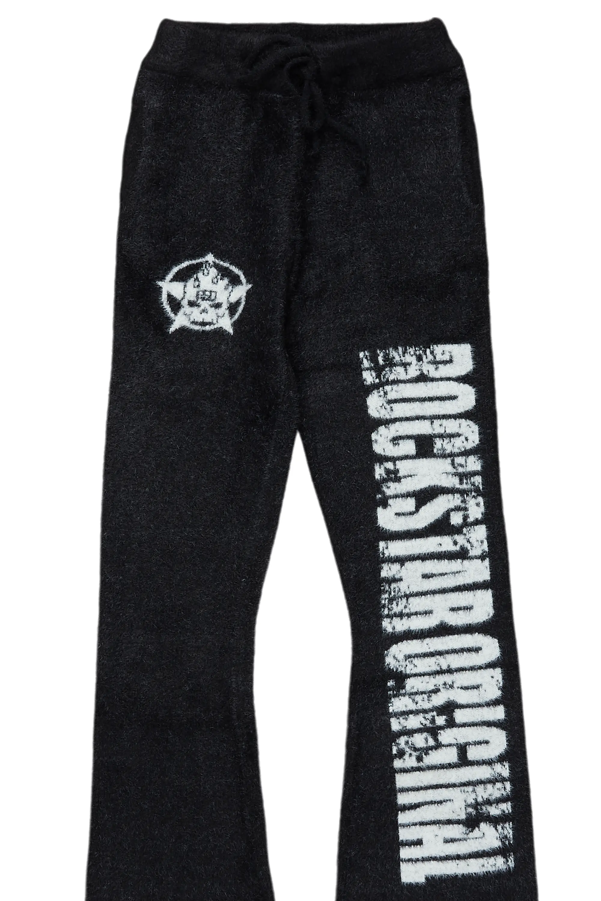 Boys Keve Black Knitted Mohair Flare Sweat Pant - Image 8
