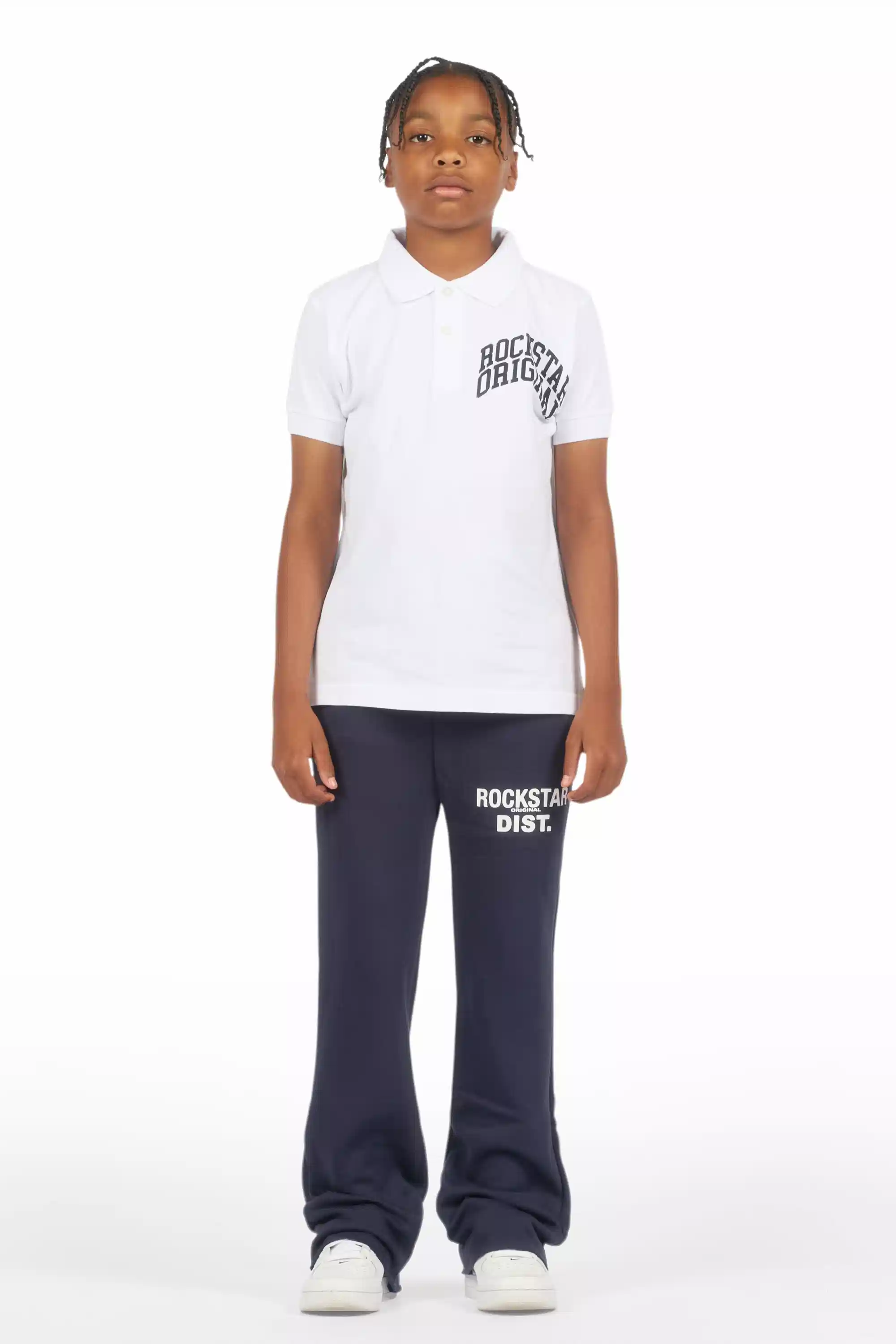 Boys Alpine Navy Stacked Trackpant - Image 3