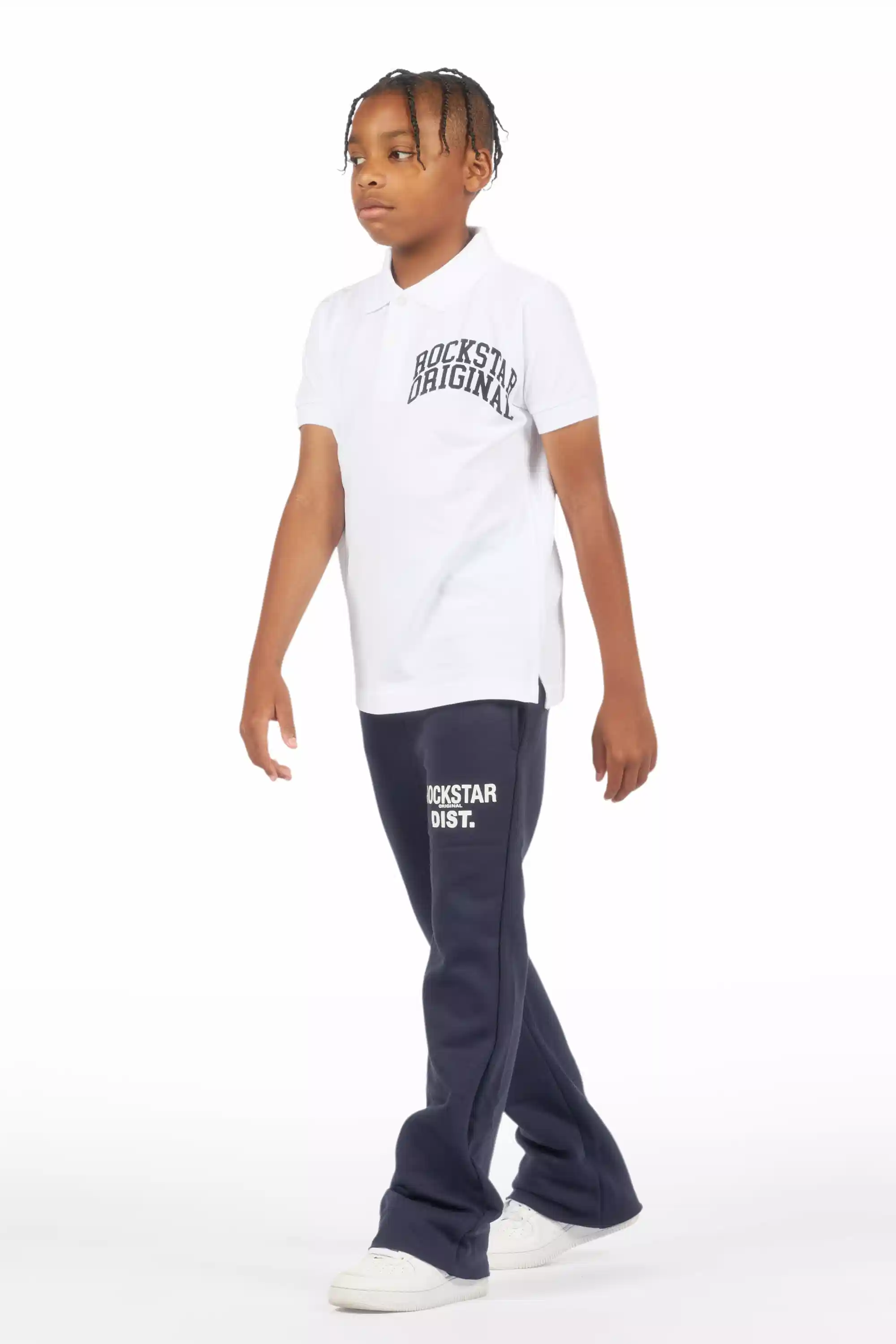 Boys Alpine Navy Stacked Trackpant - Image 6