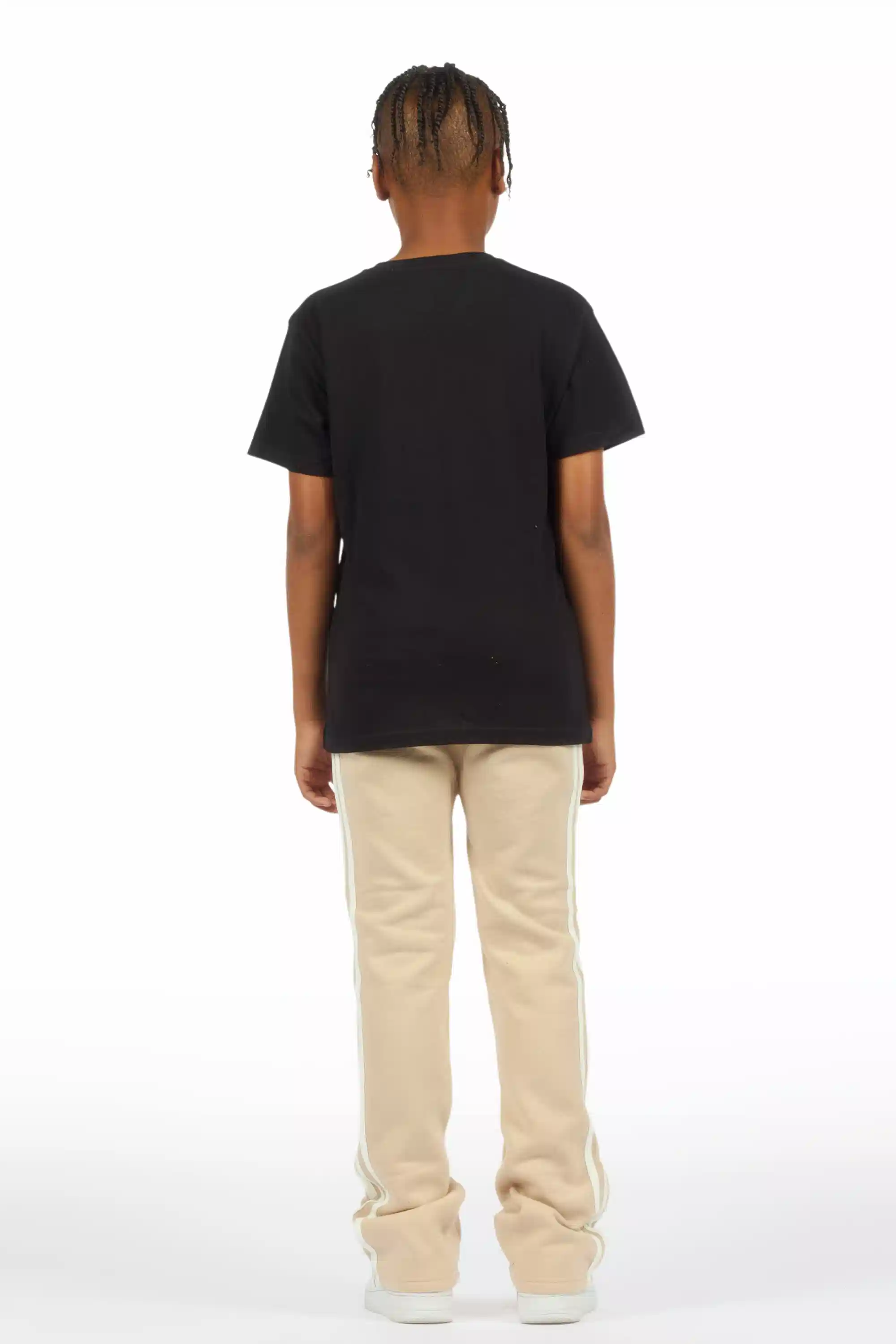 Boys Gerrit Beige Stacked Baggy Track Pant - Image 6