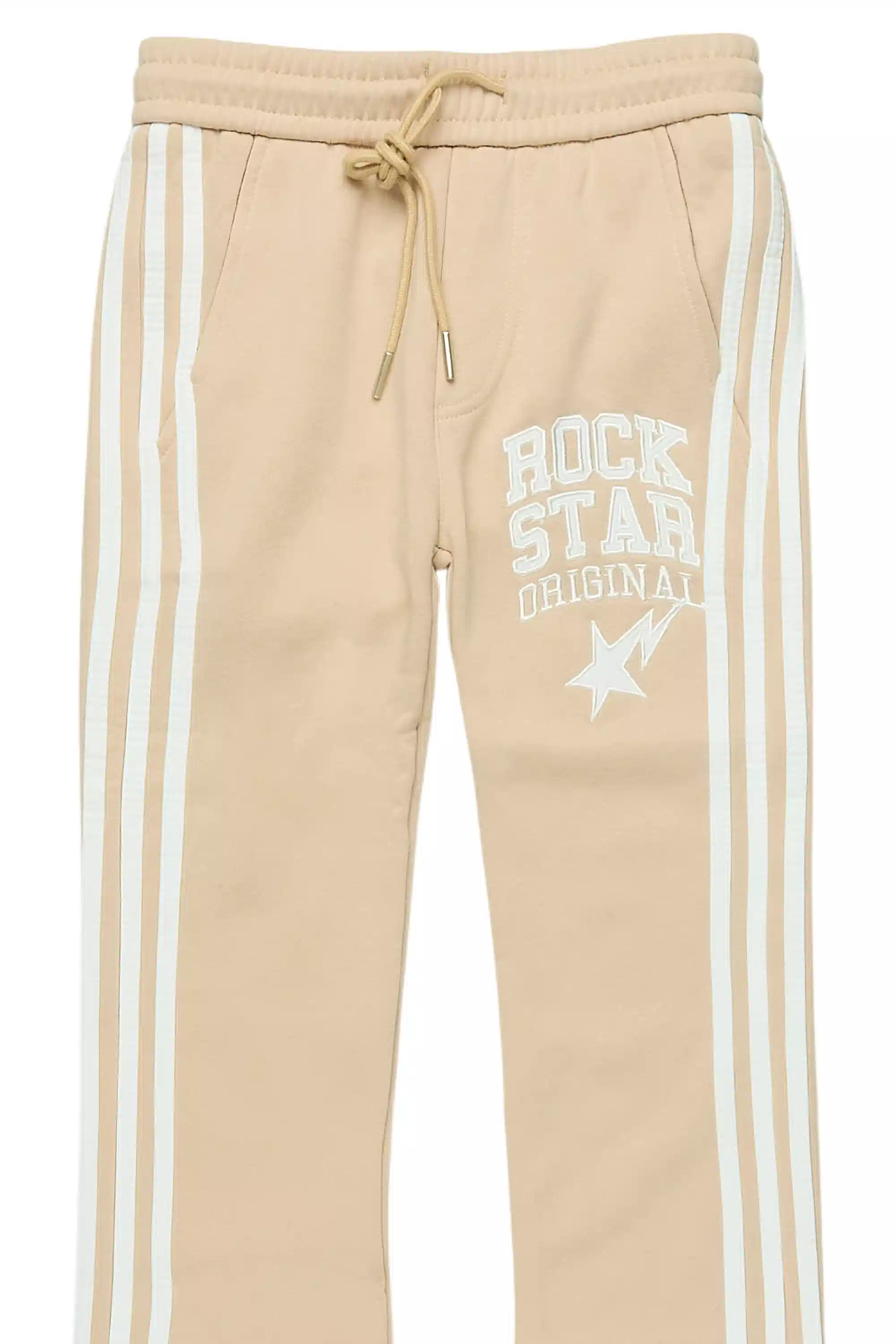 Boys Gerrit Beige Stacked Baggy Track Pant - Image 9