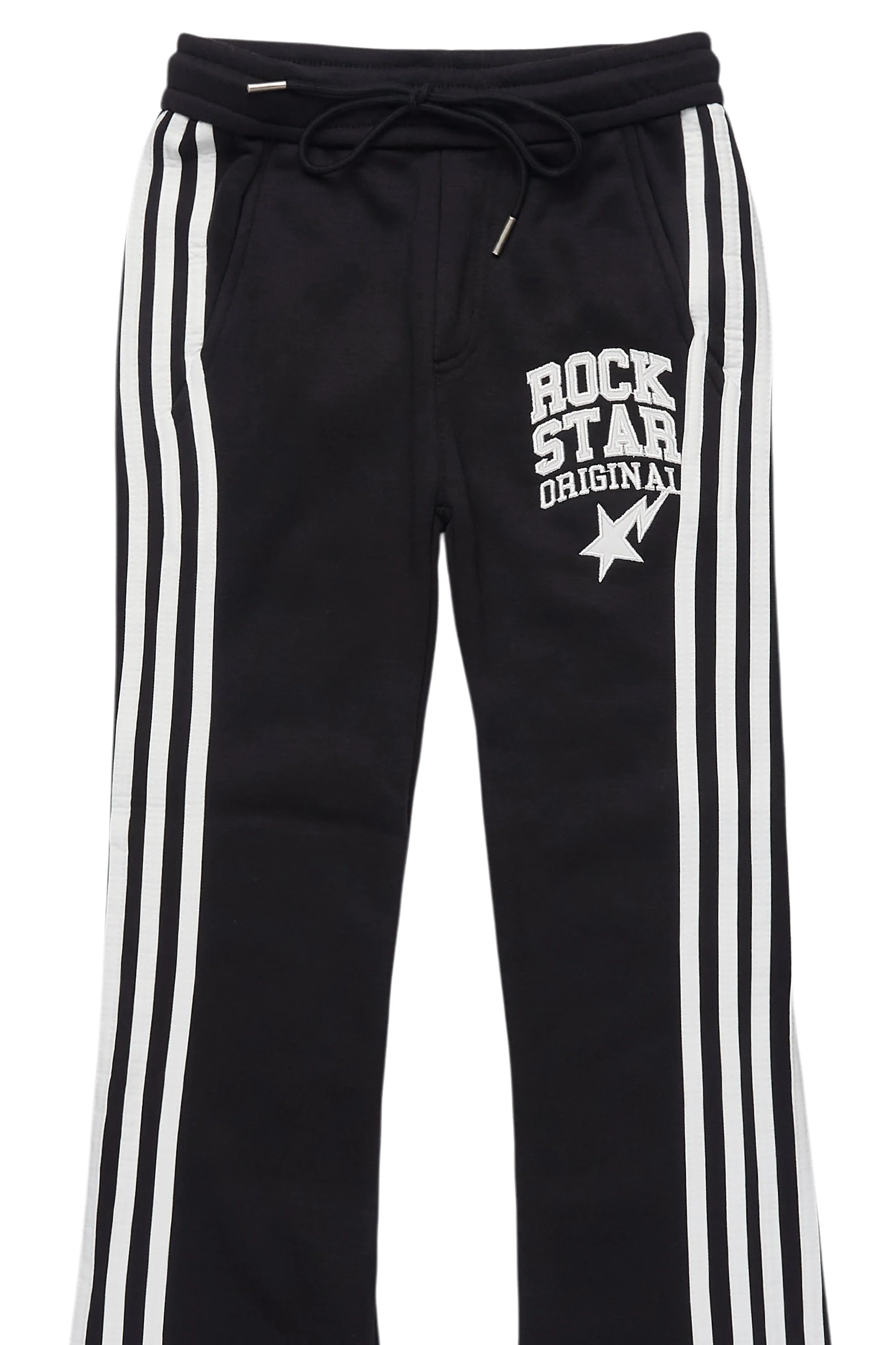 Boys Gerrit Black Stacked Baggy Track Pant - Image 7