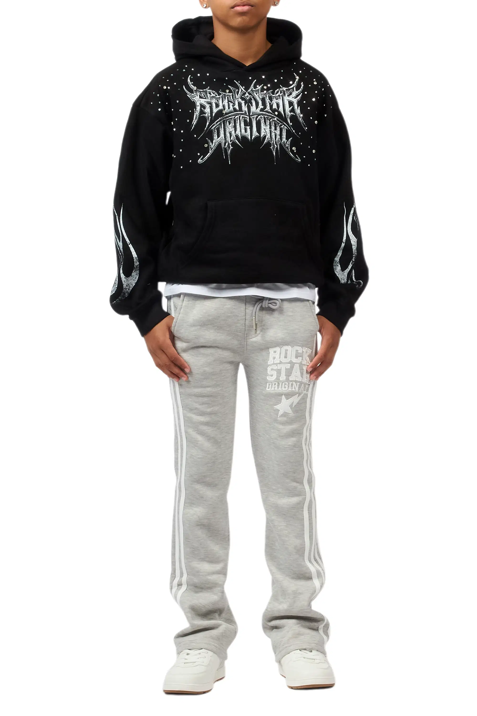 Boys Gerrit Grey Stacked Baggy Track Pant - Image 10