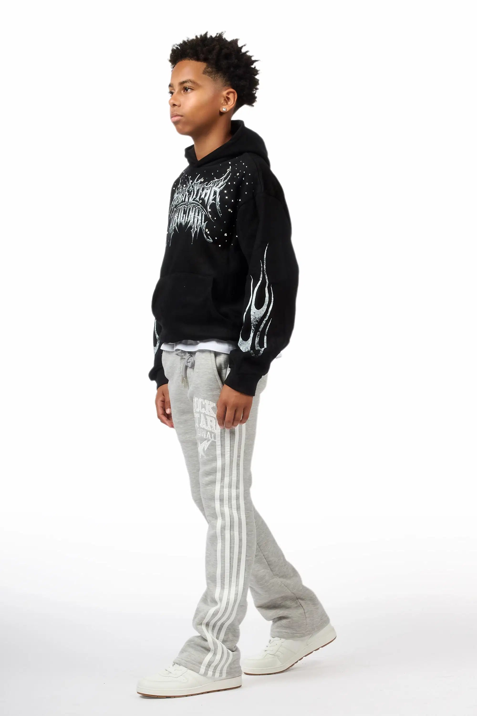 Boys Gerrit Grey Stacked Baggy Track Pant - Image 6