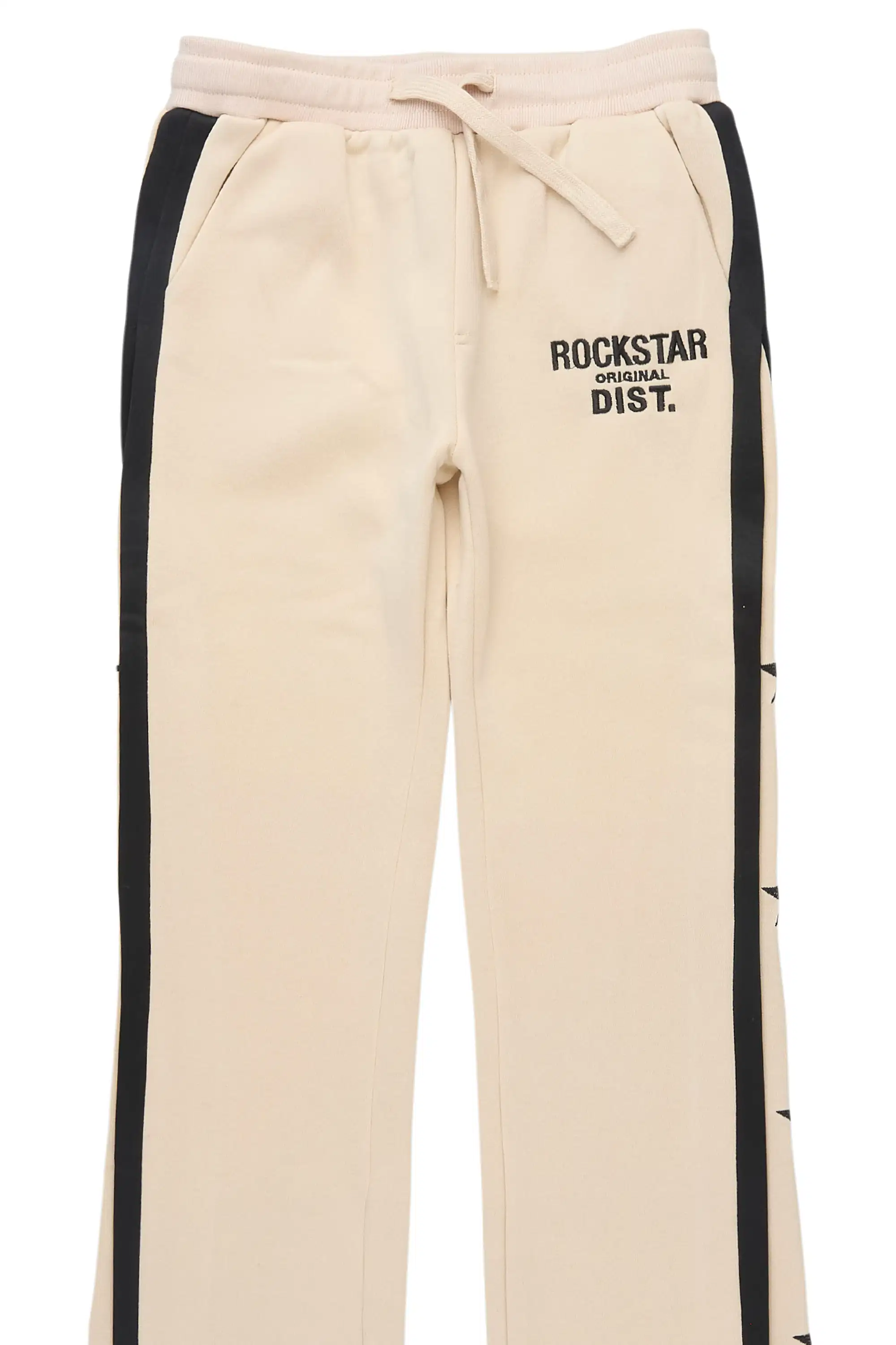 Boys Arkady Beige Stacked Flare Track Pant - Image 7