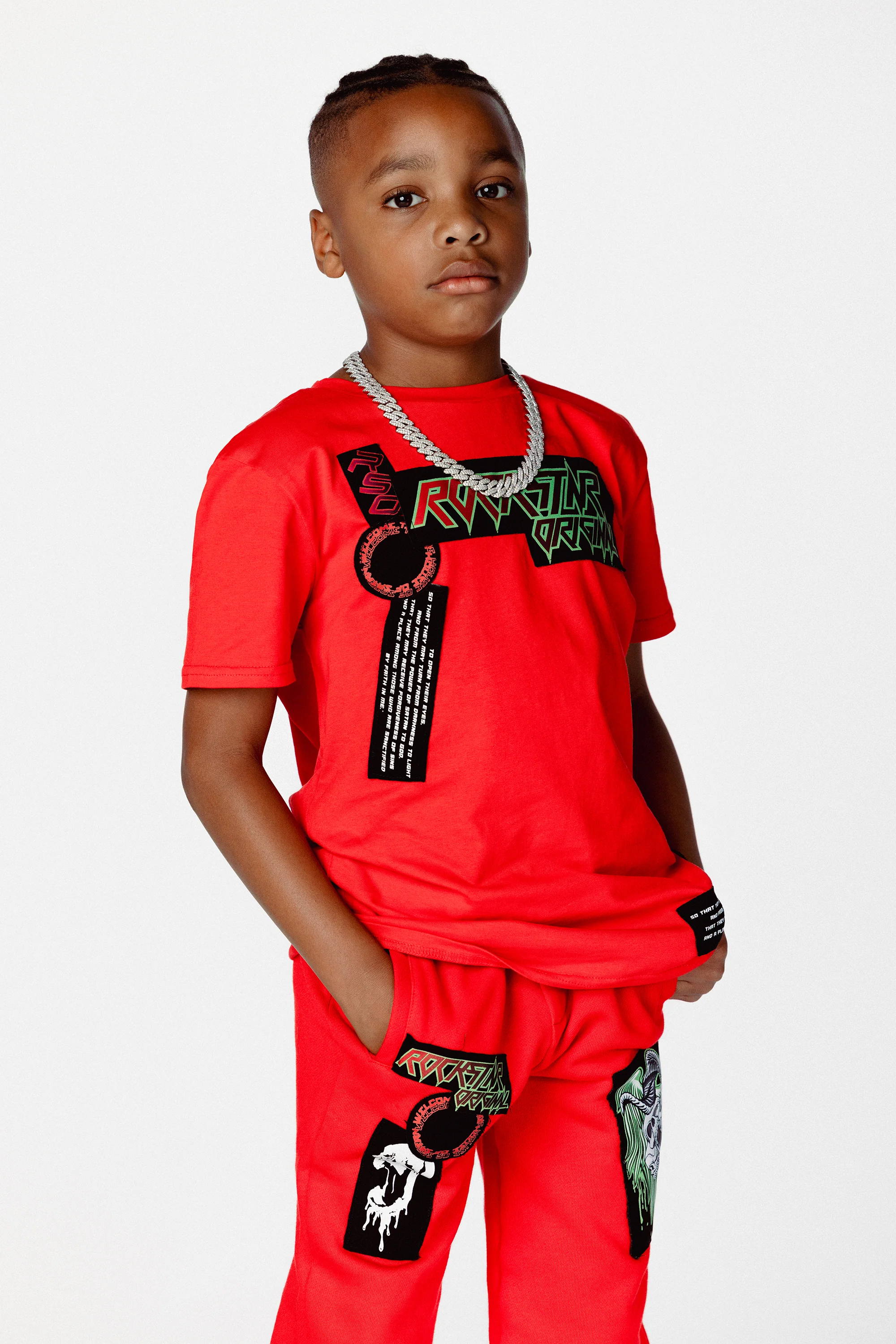 Boys Garland T-Shirt Trackset-Red - Image 4