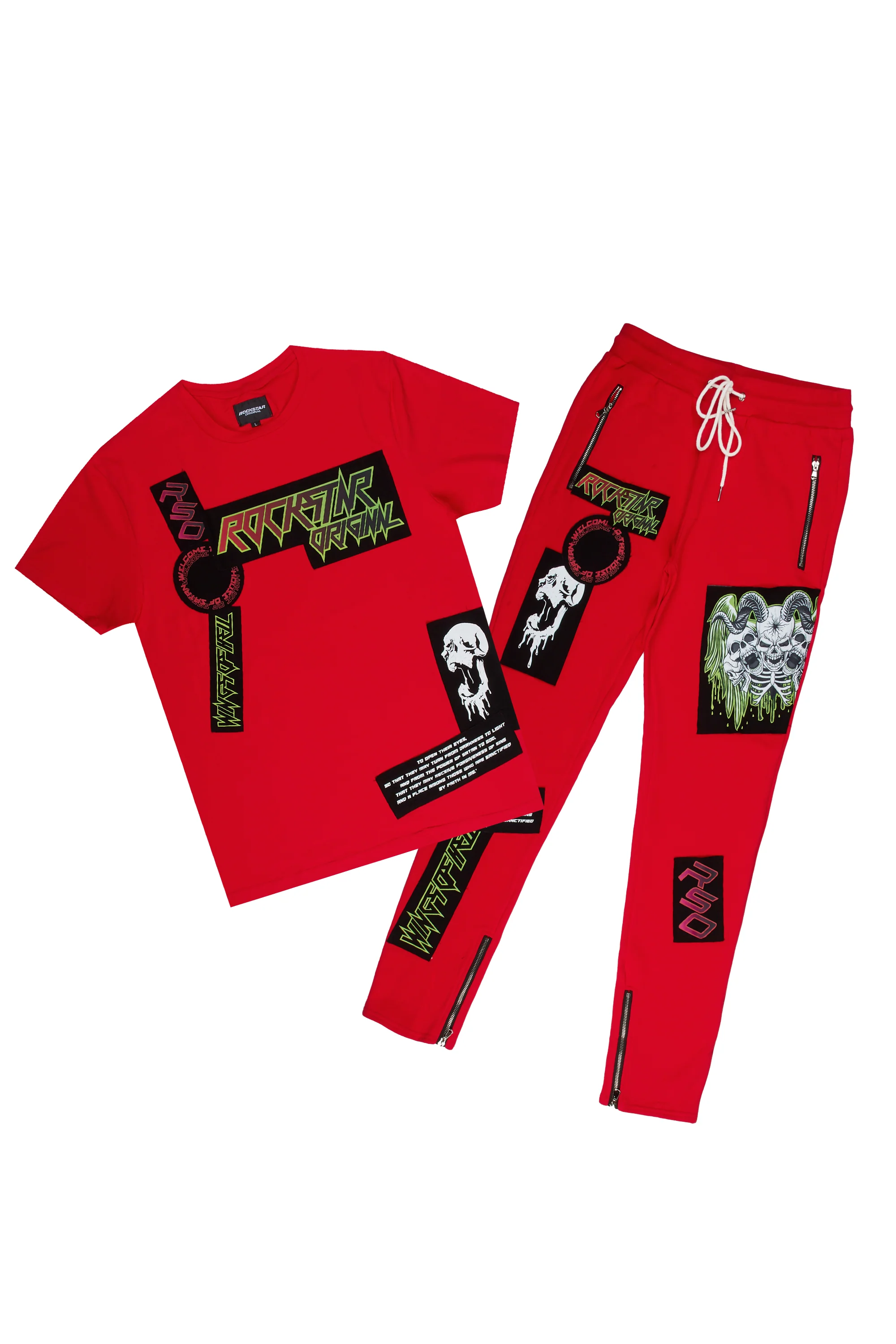 Boys Garland T-Shirt Trackset-Red - Image 7
