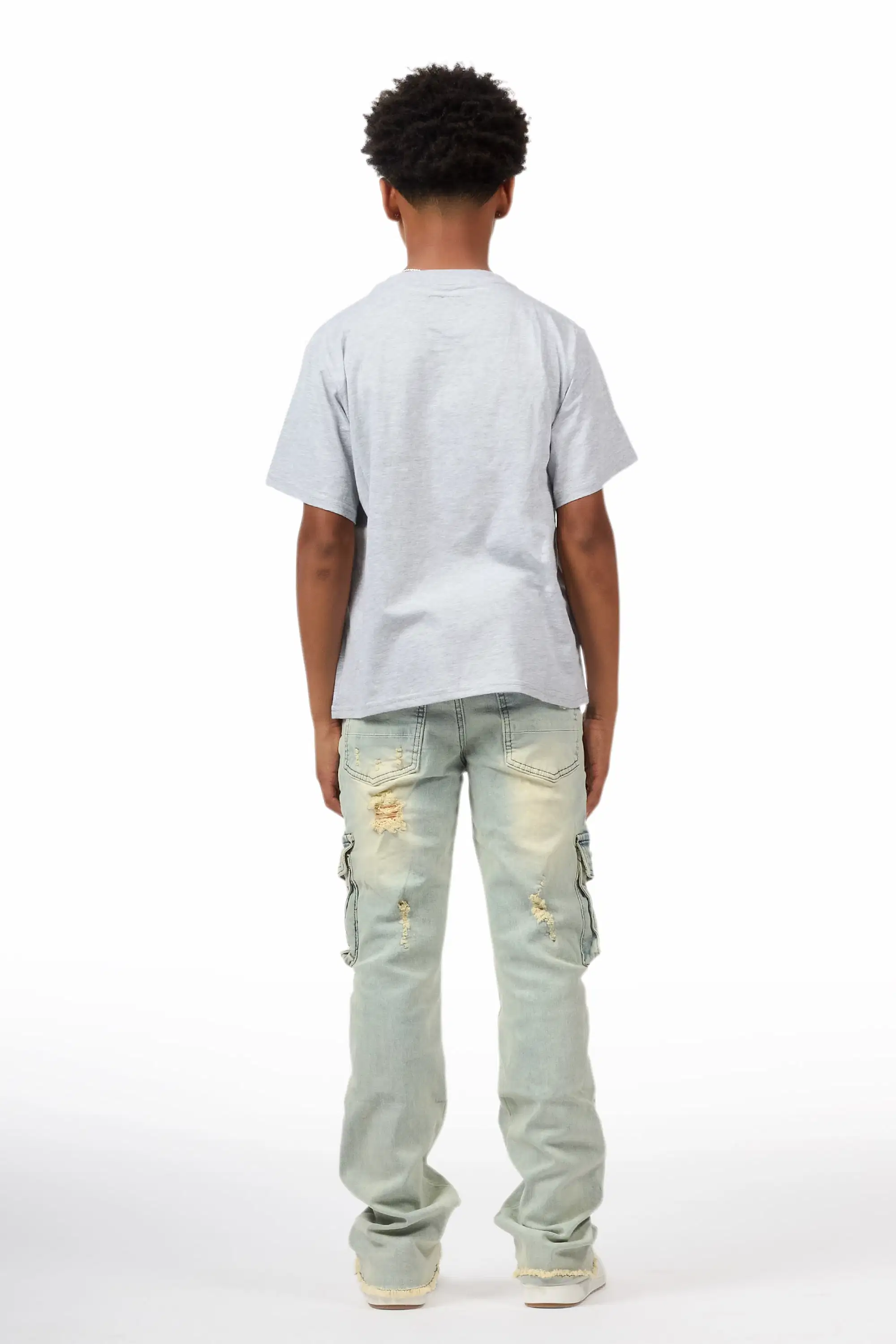 Boys Adalee Blue Stacked Flare Jean - Image 5