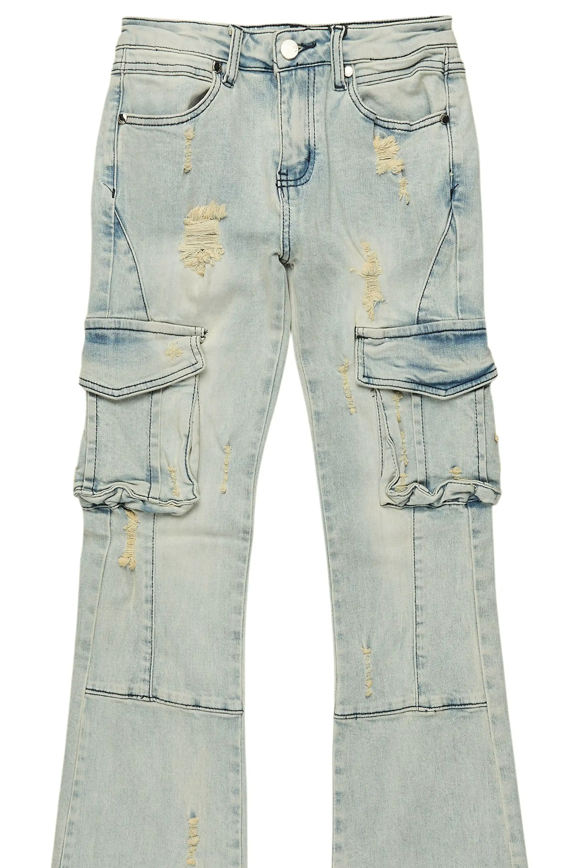 Boys Adalee Blue Stacked Flare Jean - Image 7