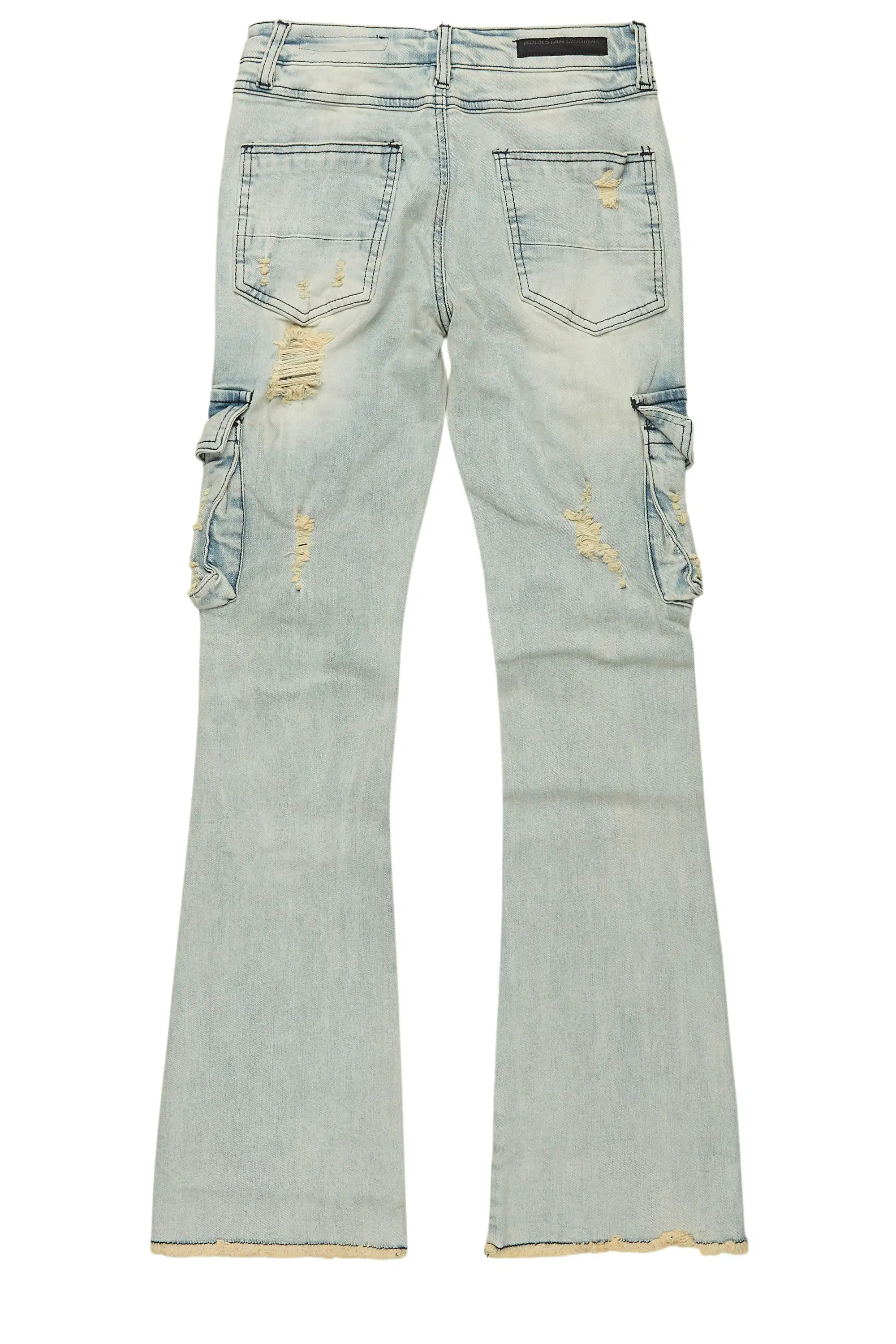 Boys Adalee Blue Stacked Flare Jean - Image 8