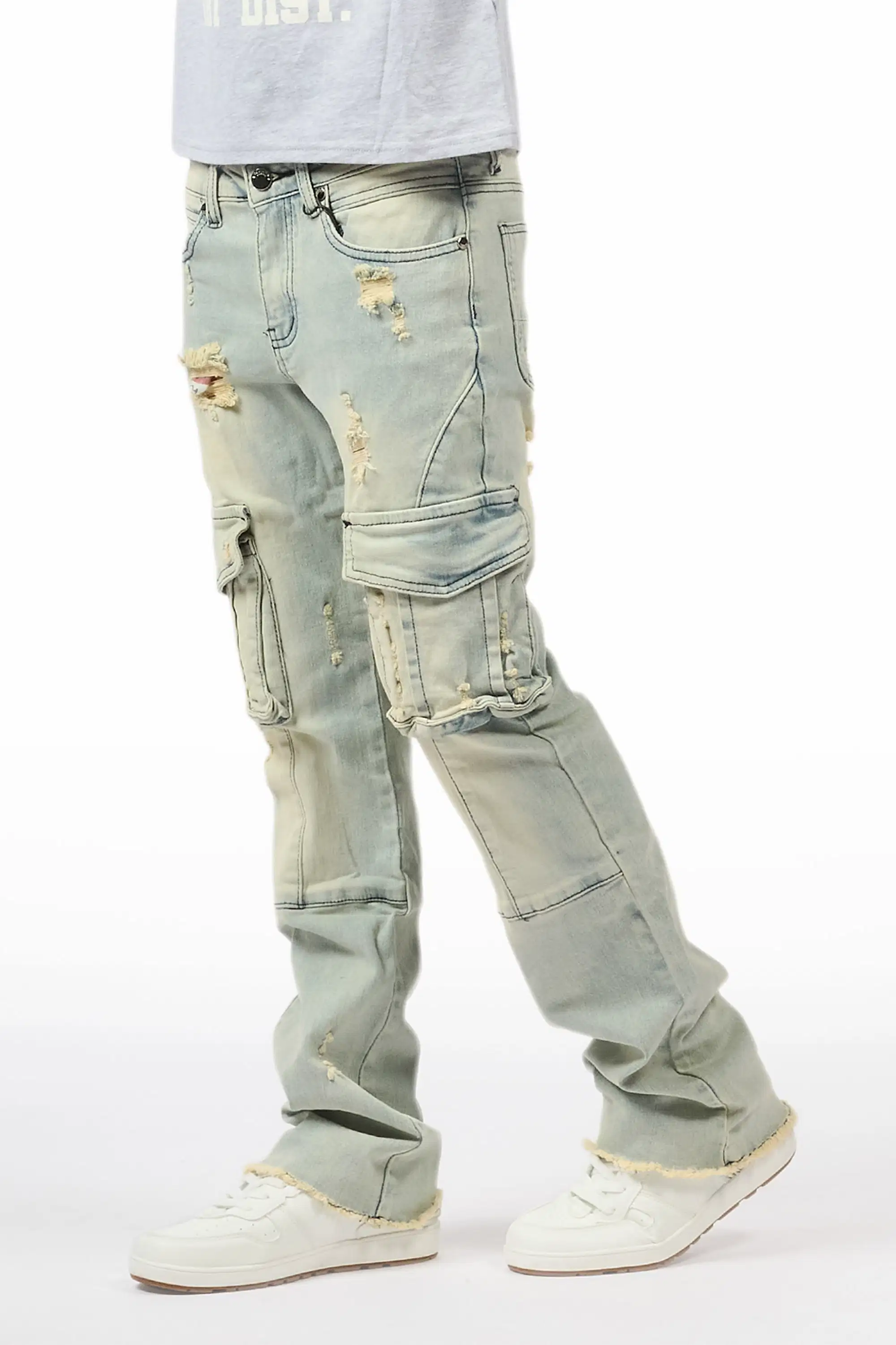 Boys Adalee Blue Stacked Flare Jean - Image 9