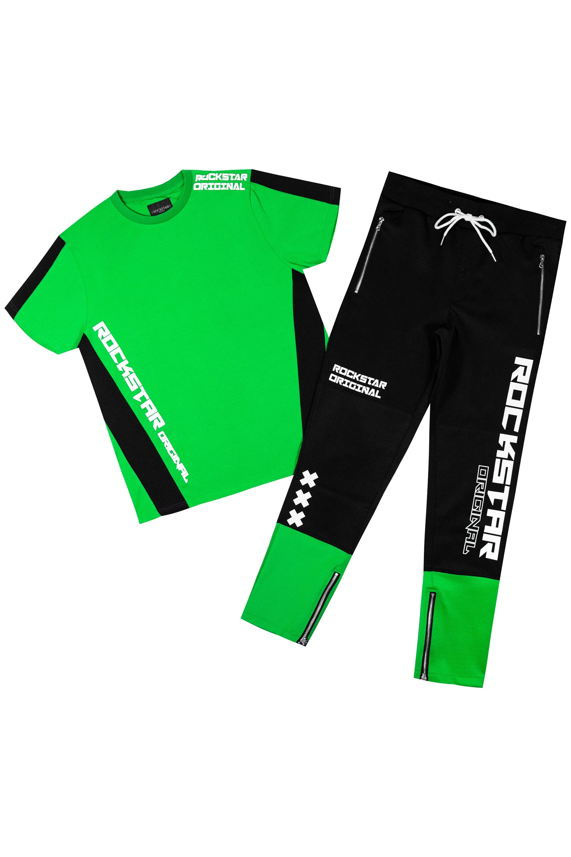 Kids Wade T-Shirt Track Set- Green - Image 7