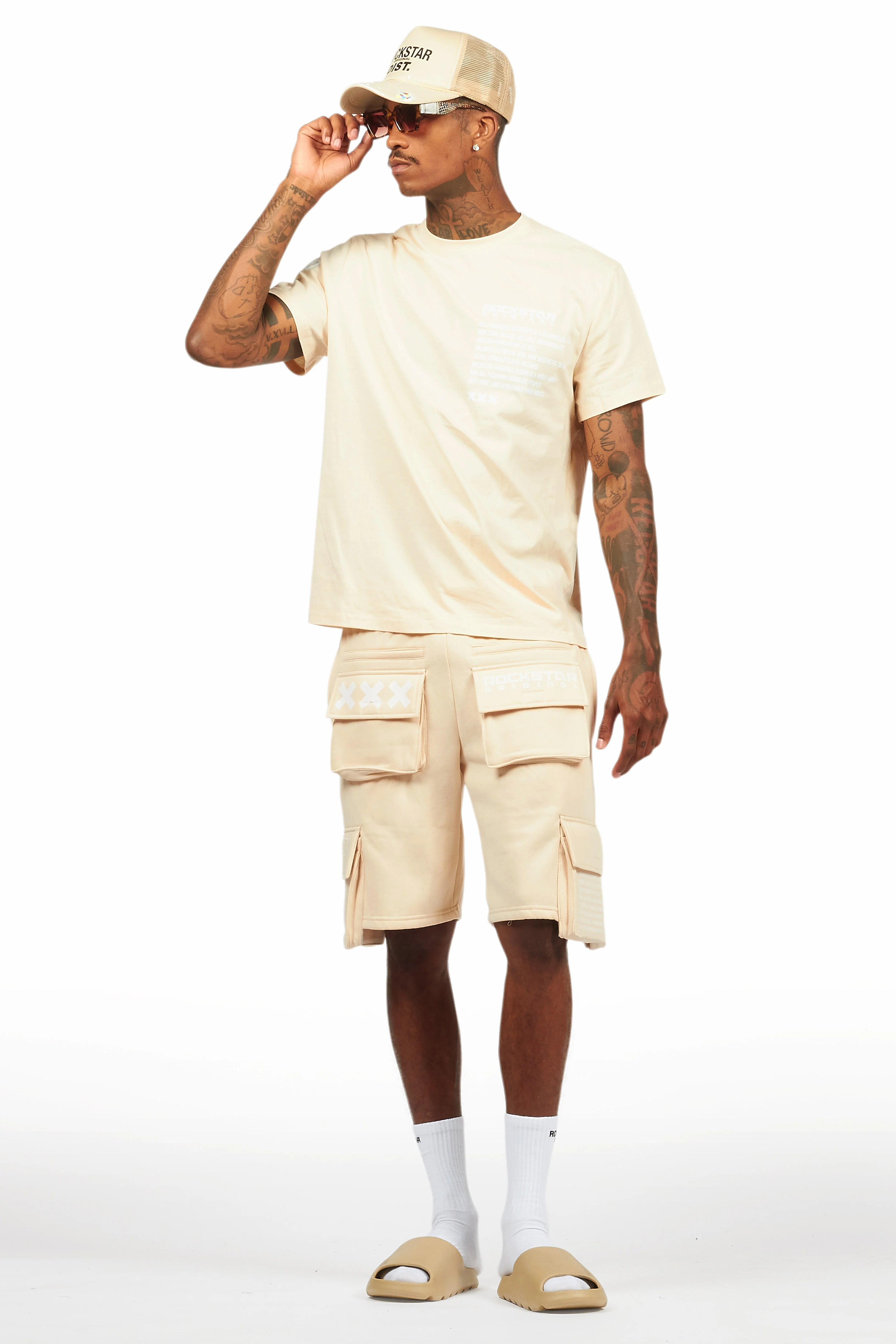 Jash Beige/White Short Set - Image 3