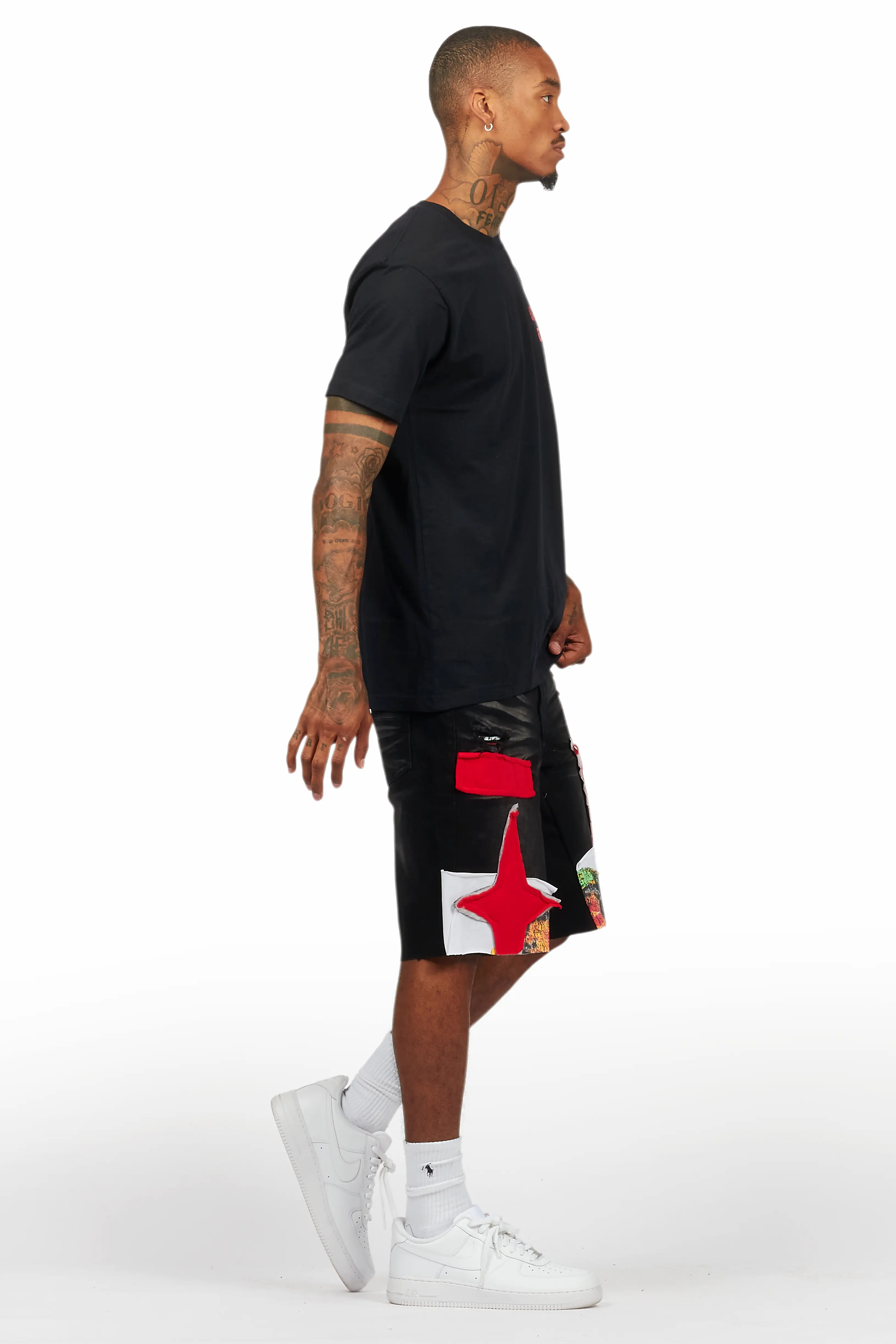 Brett Black T-Shirt/Denim Short Set - Image 3