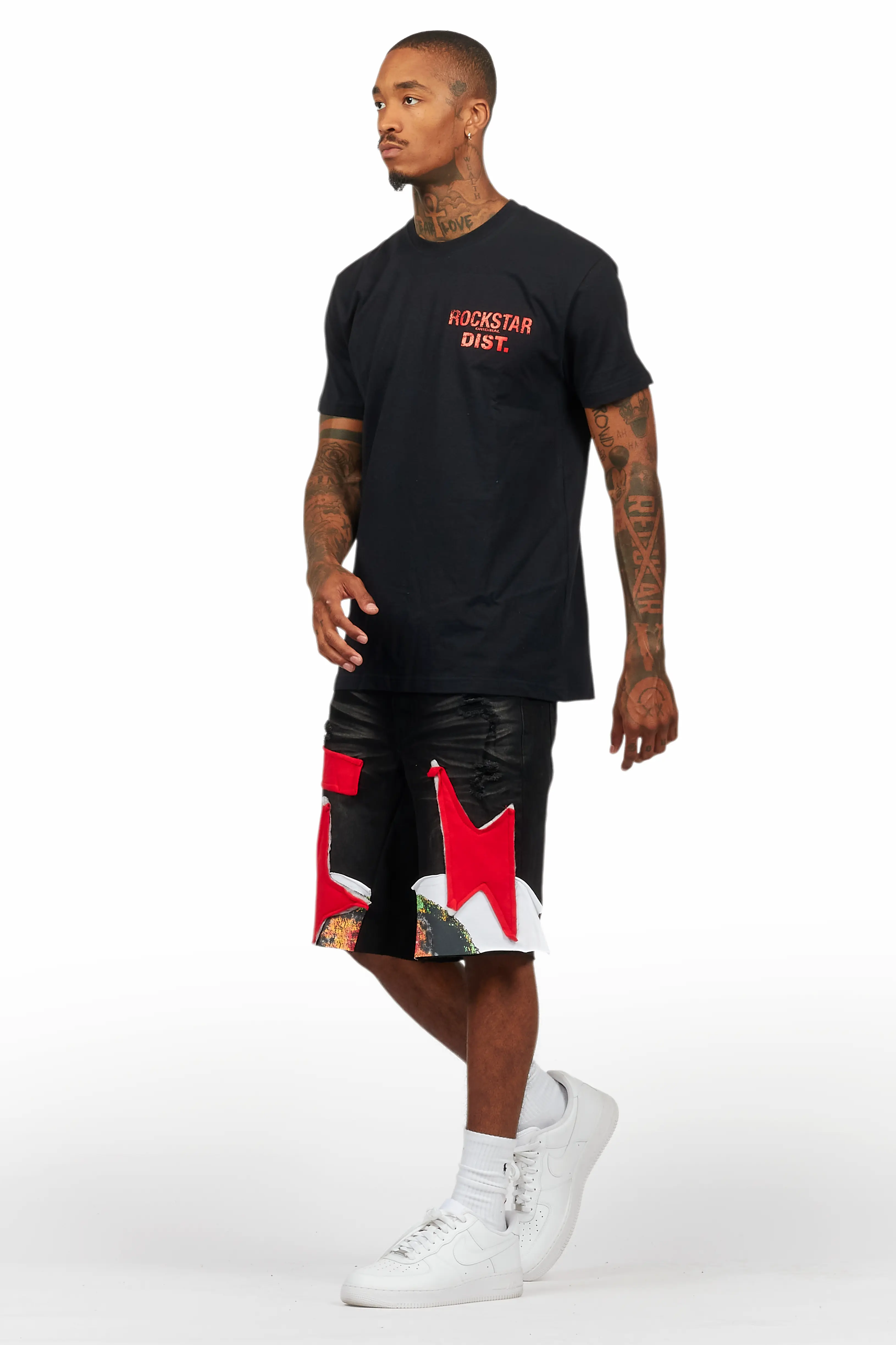 Brett Black T-Shirt/Denim Short Set - Image 5