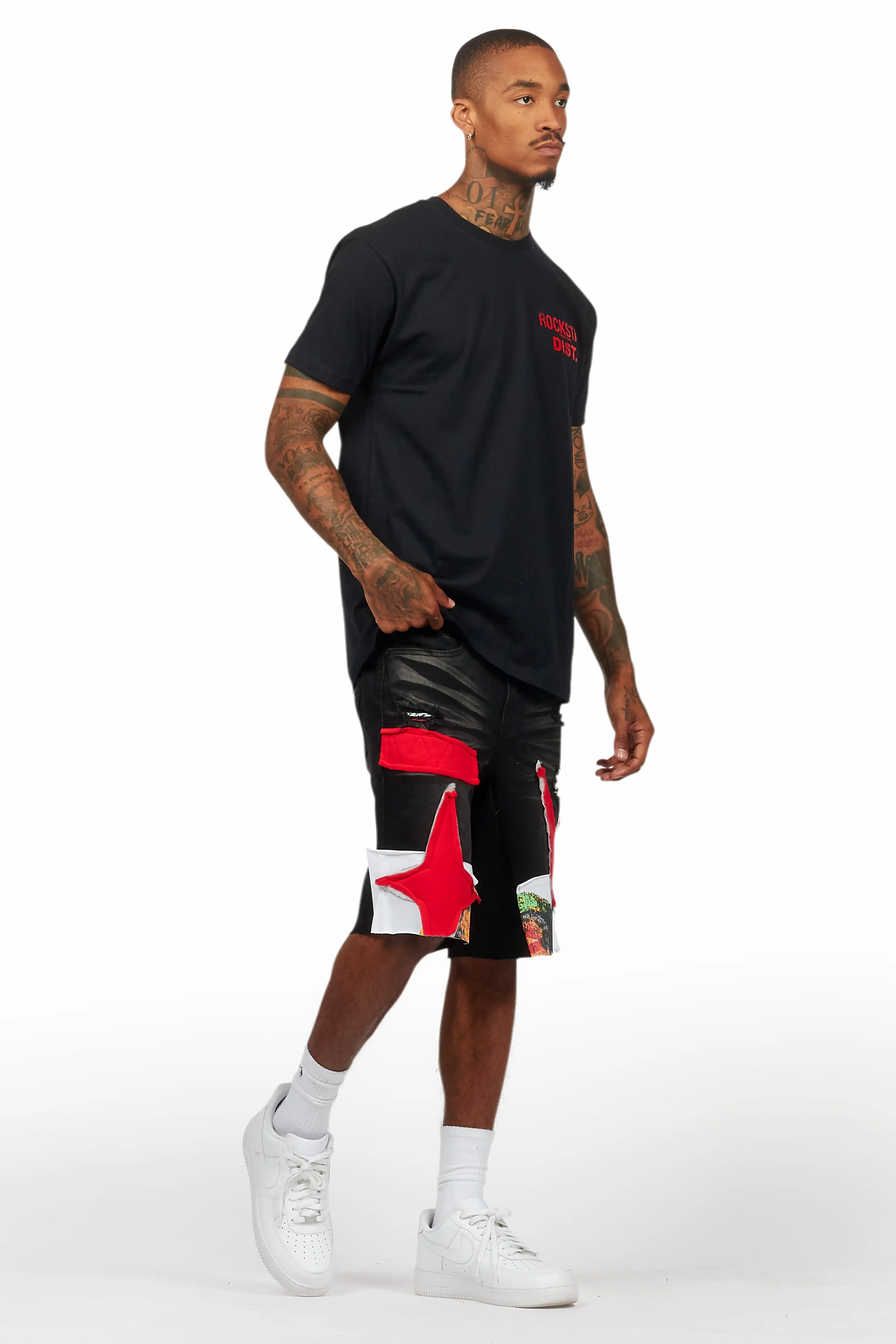 Brett Black T-Shirt/Denim Short Set - Image 6