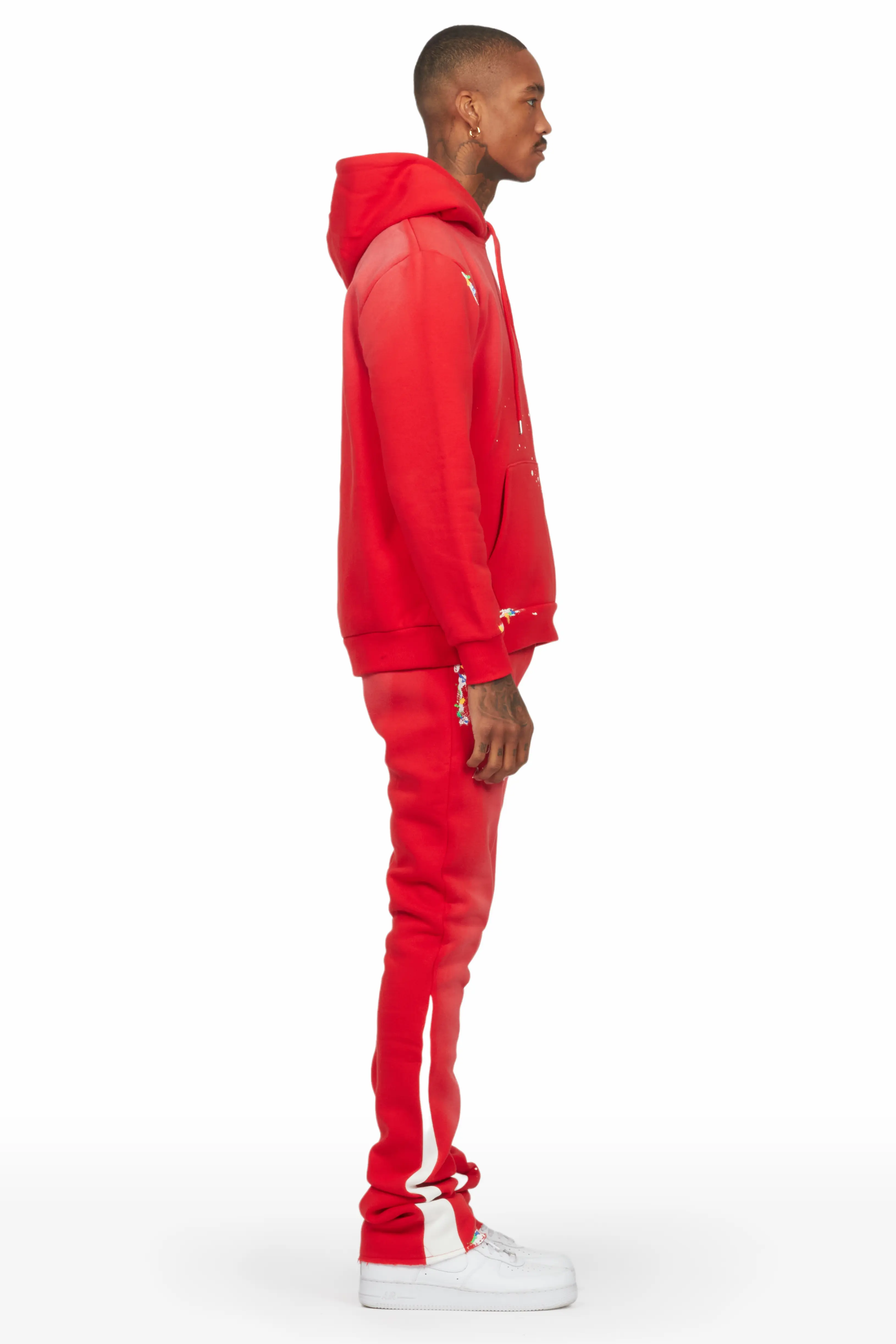 Rockstar Art Dist. Red Hoodie/Stacked Flare Set - Image 4