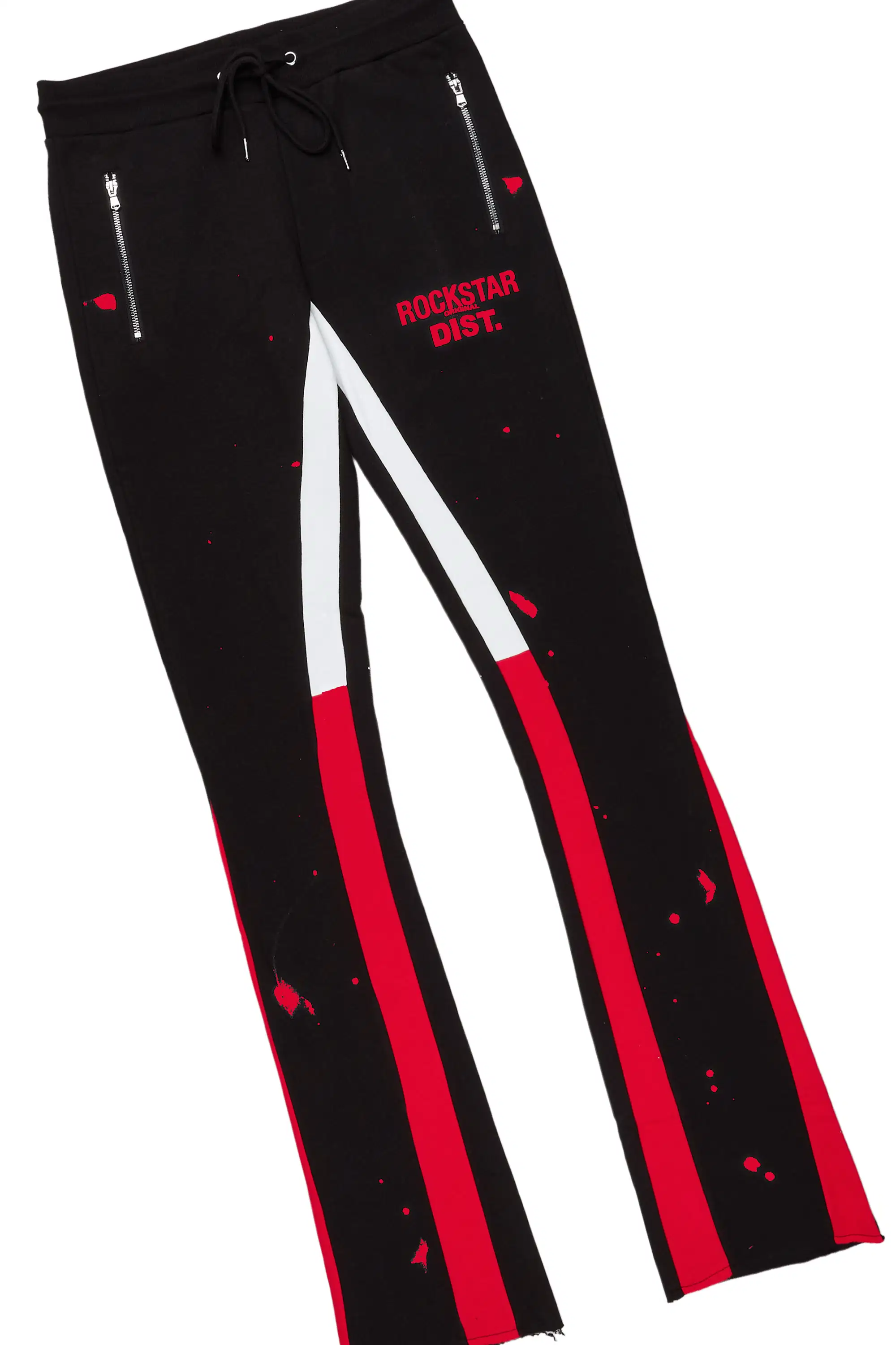 Raffer Black/Red Hoodie/Stacked Flare Pant Set - Image 8