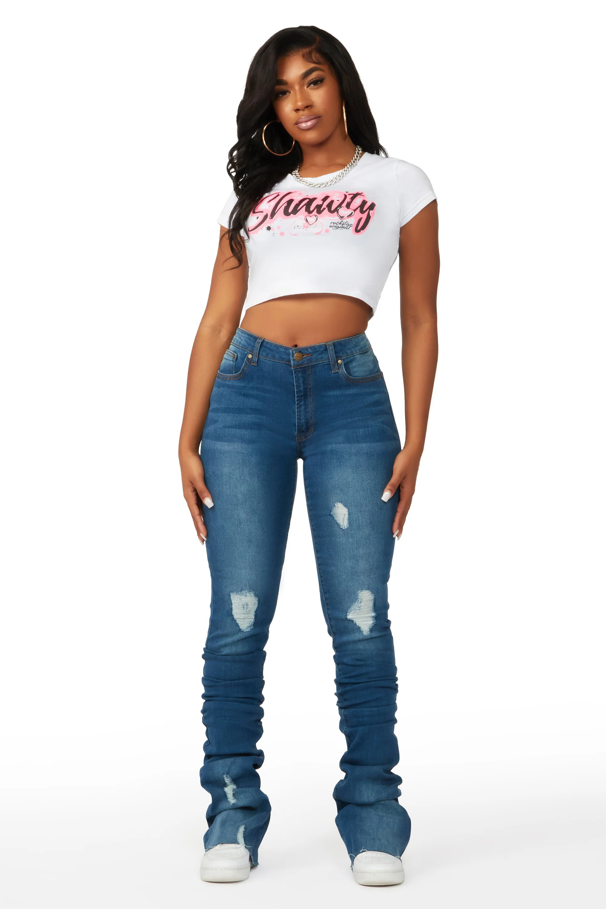 Totally Buggin Med. Wash Super Stacked Jean - Image 3