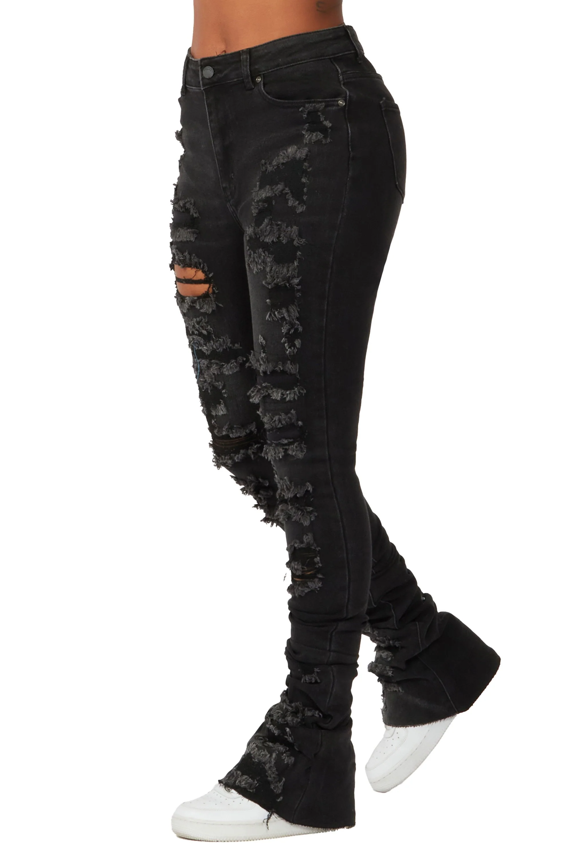 Your Loss Black Distressed Super Stacked Jean - Image 7