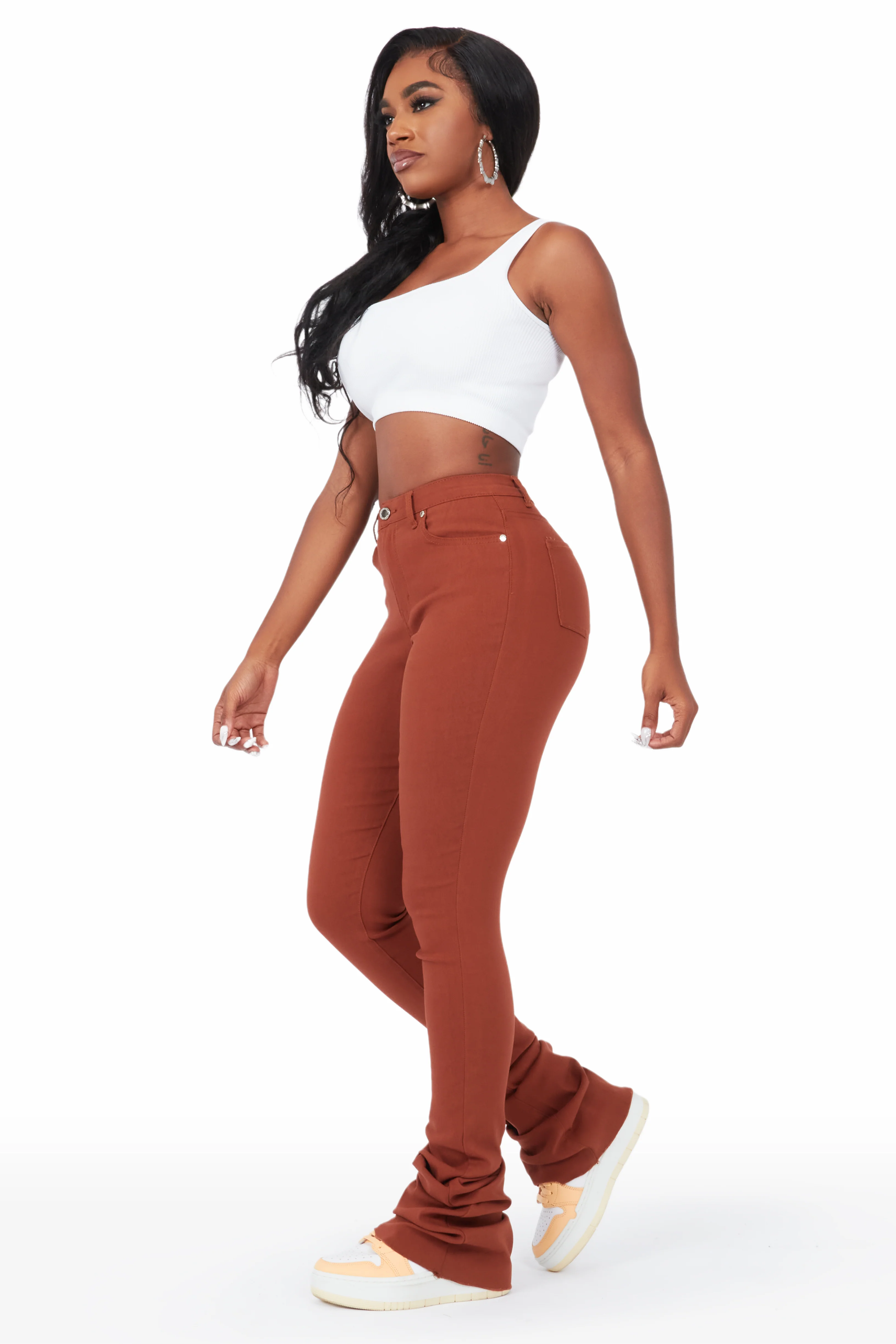 Khadeeja Brown Super Stacked Jean - Image 3