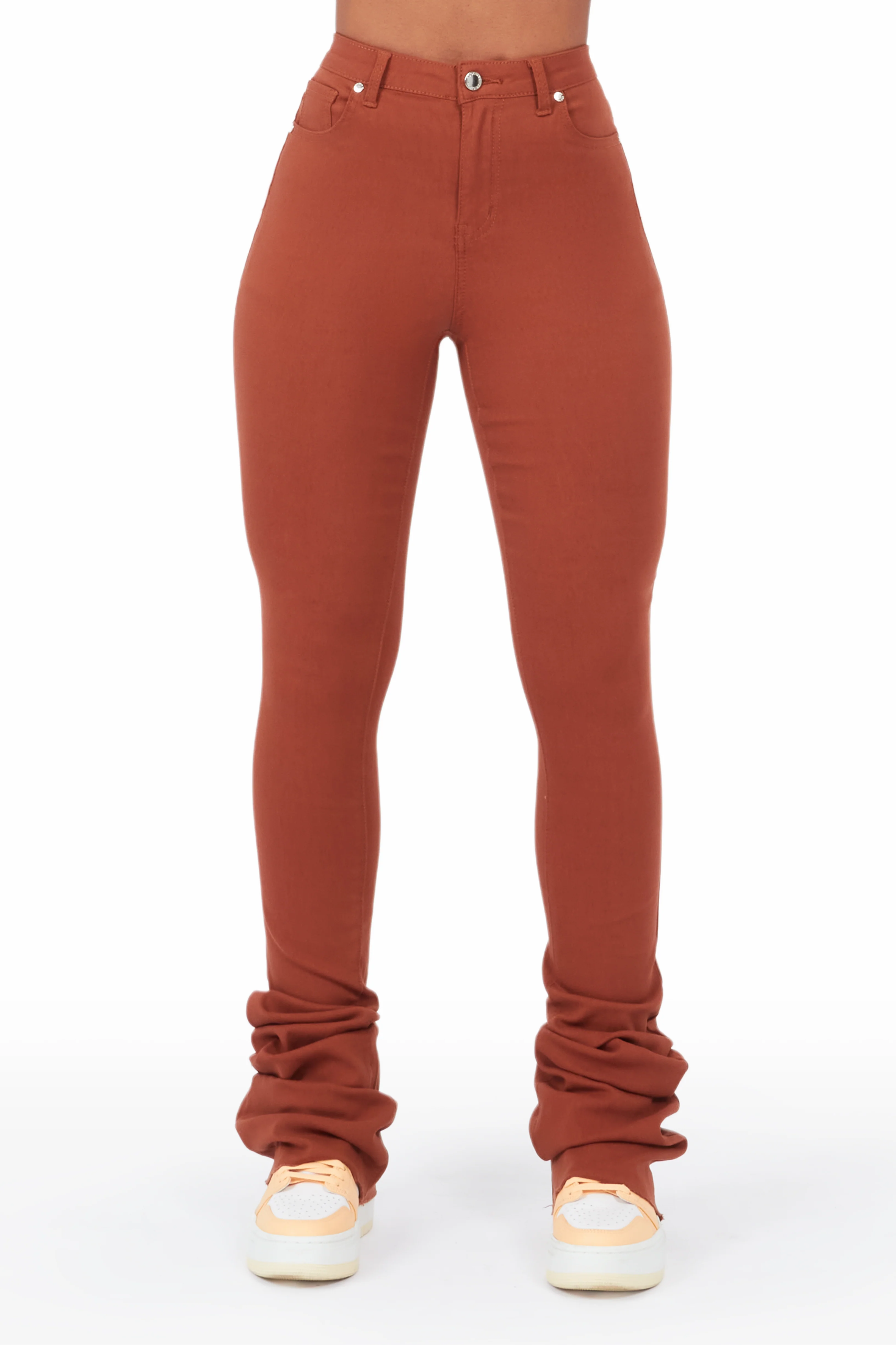 Khadeeja Brown Super Stacked Jean - Image 4