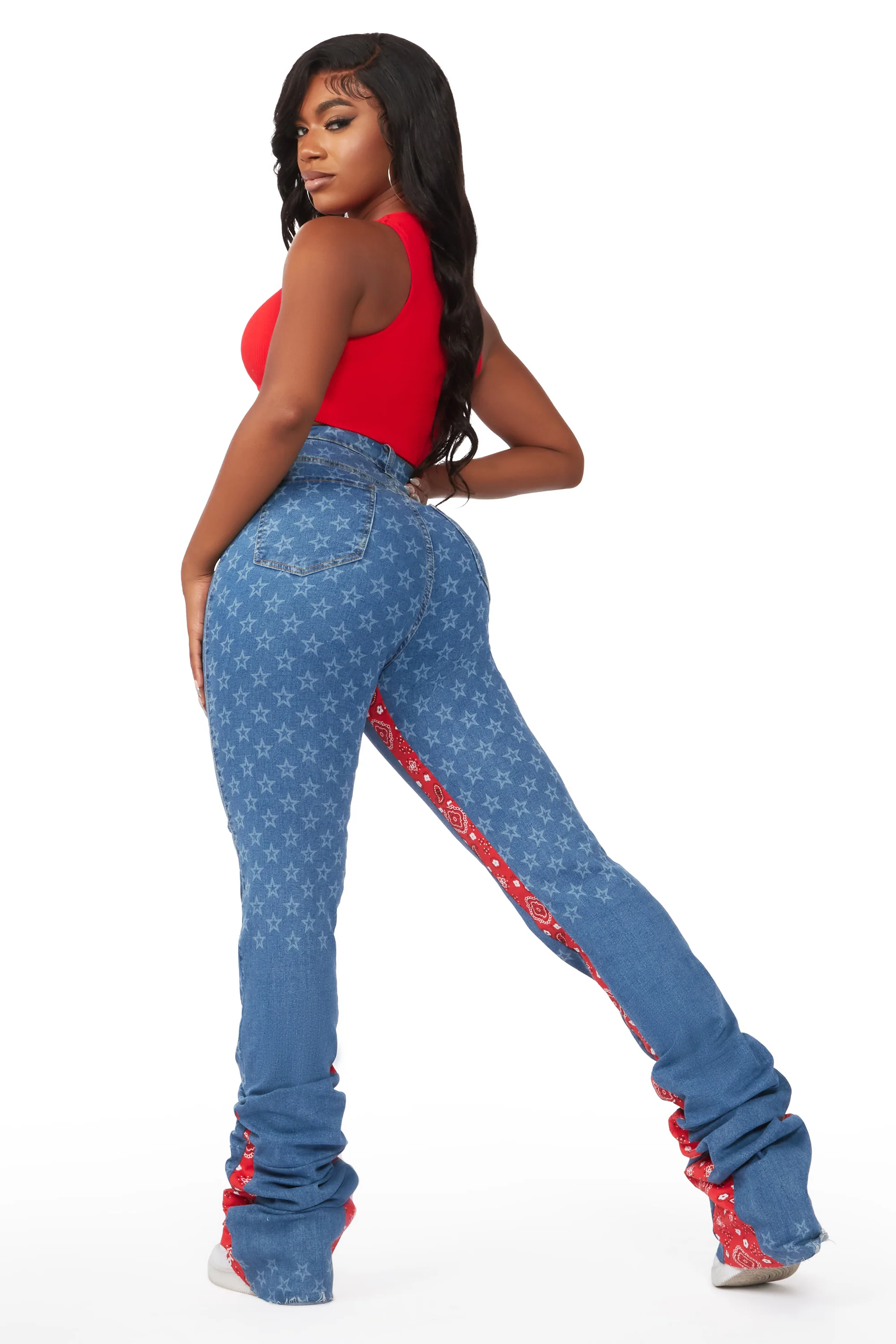 Chasing Stars Med. Wash Super Stacked Jean - Image 5