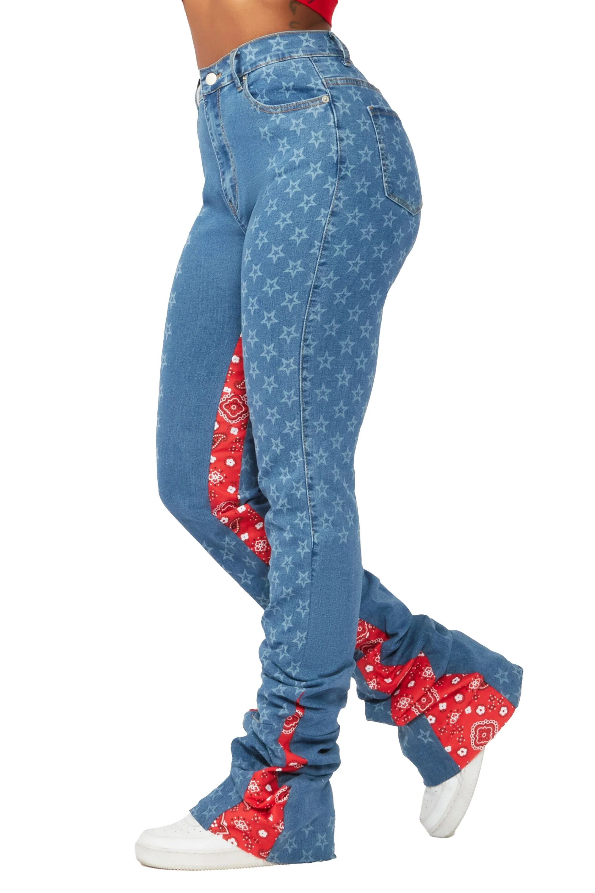 Chasing Stars Med. Wash Super Stacked Jean - Image 8