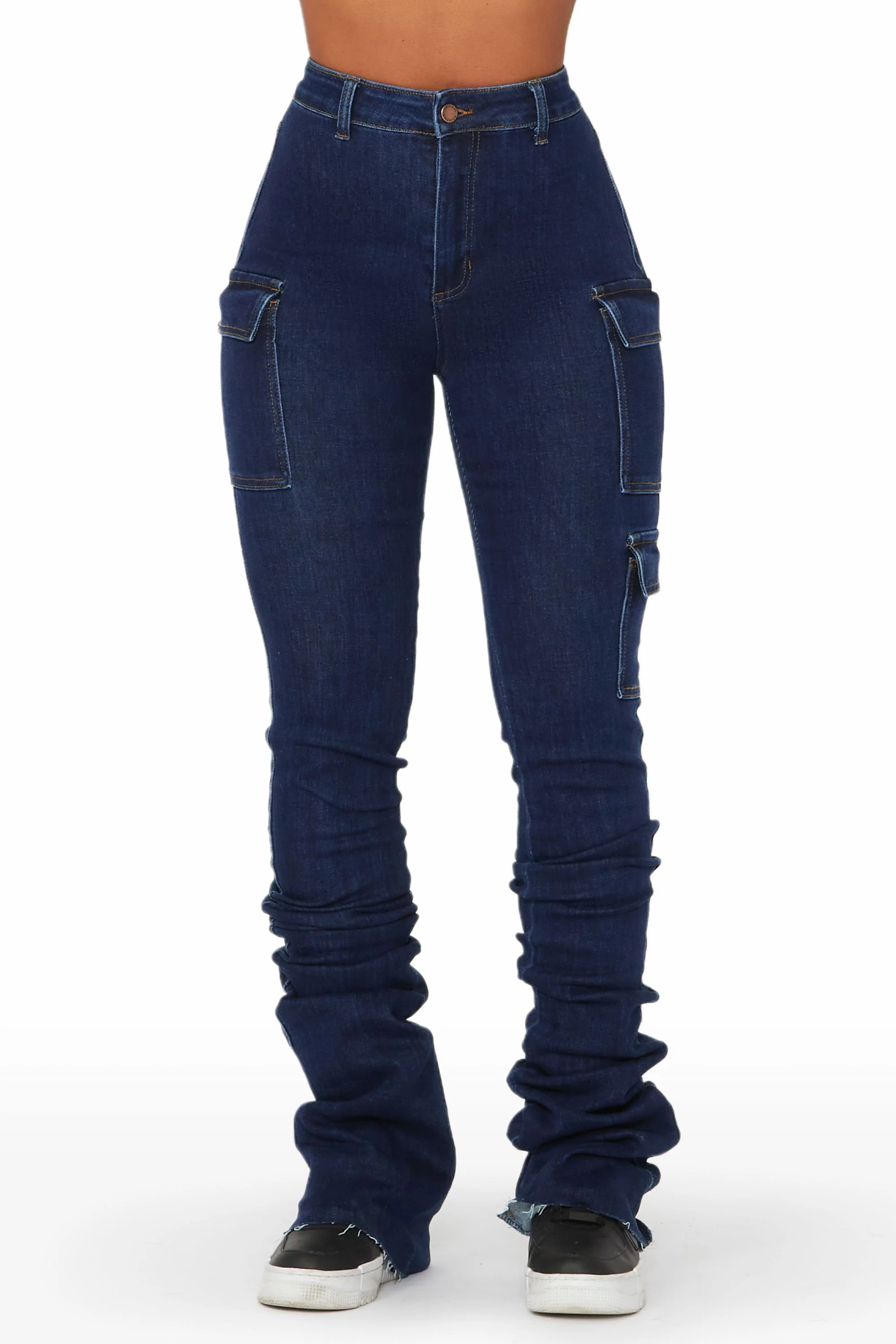 Vixen Dark Wash Cargo Super Stacked Jean - Image 4