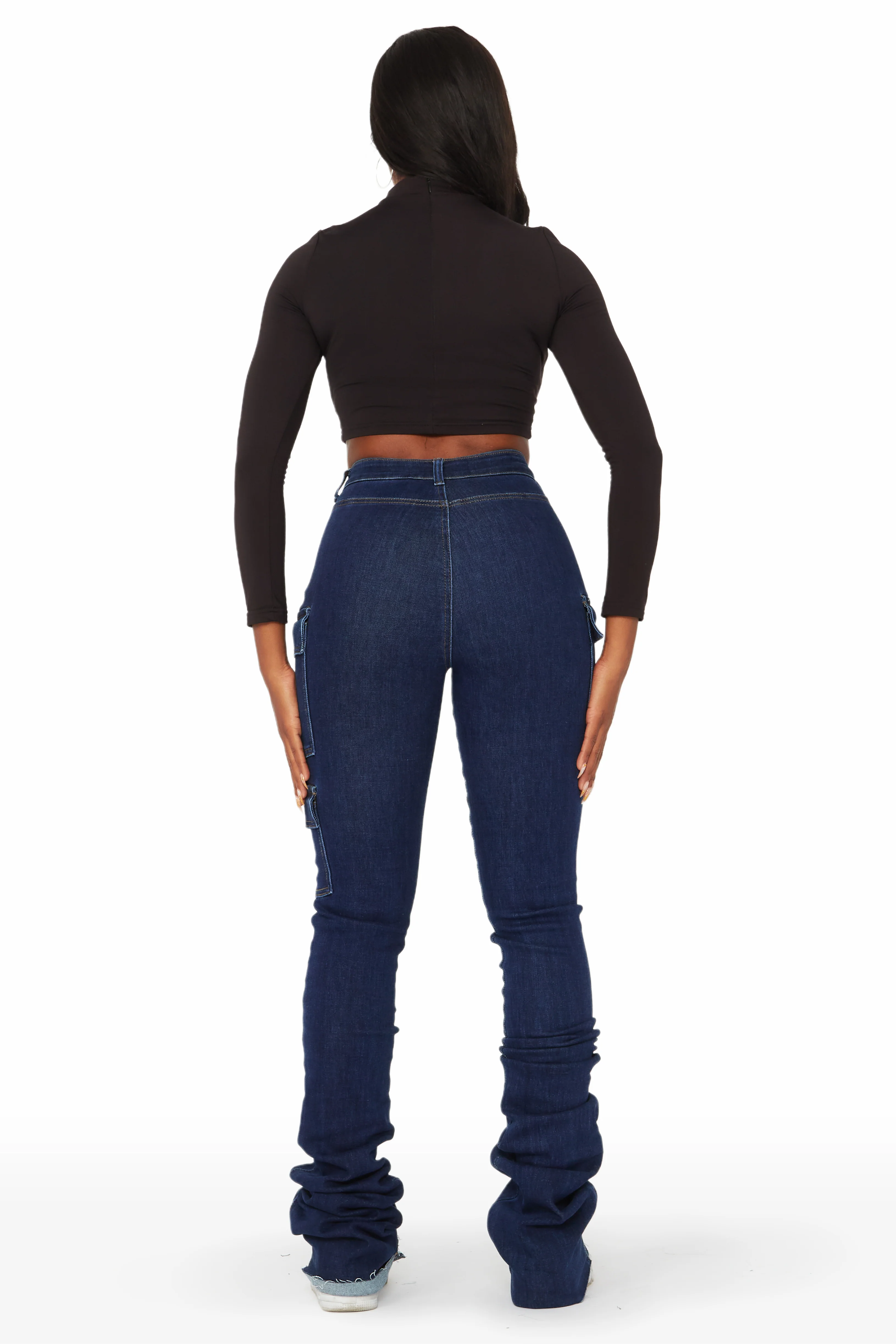 Vixen Dark Wash Cargo Super Stacked Jean - Image 5