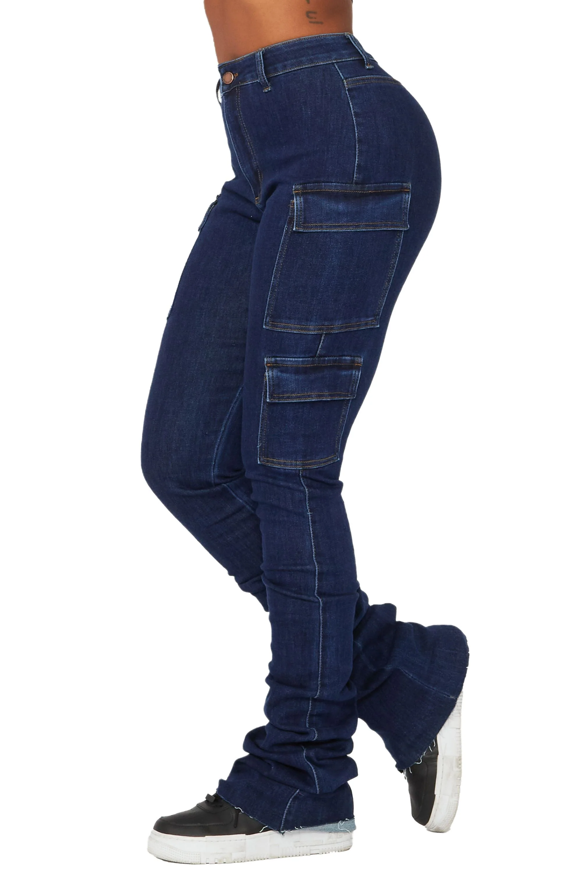 Vixen Dark Wash Cargo Super Stacked Jean - Image 7