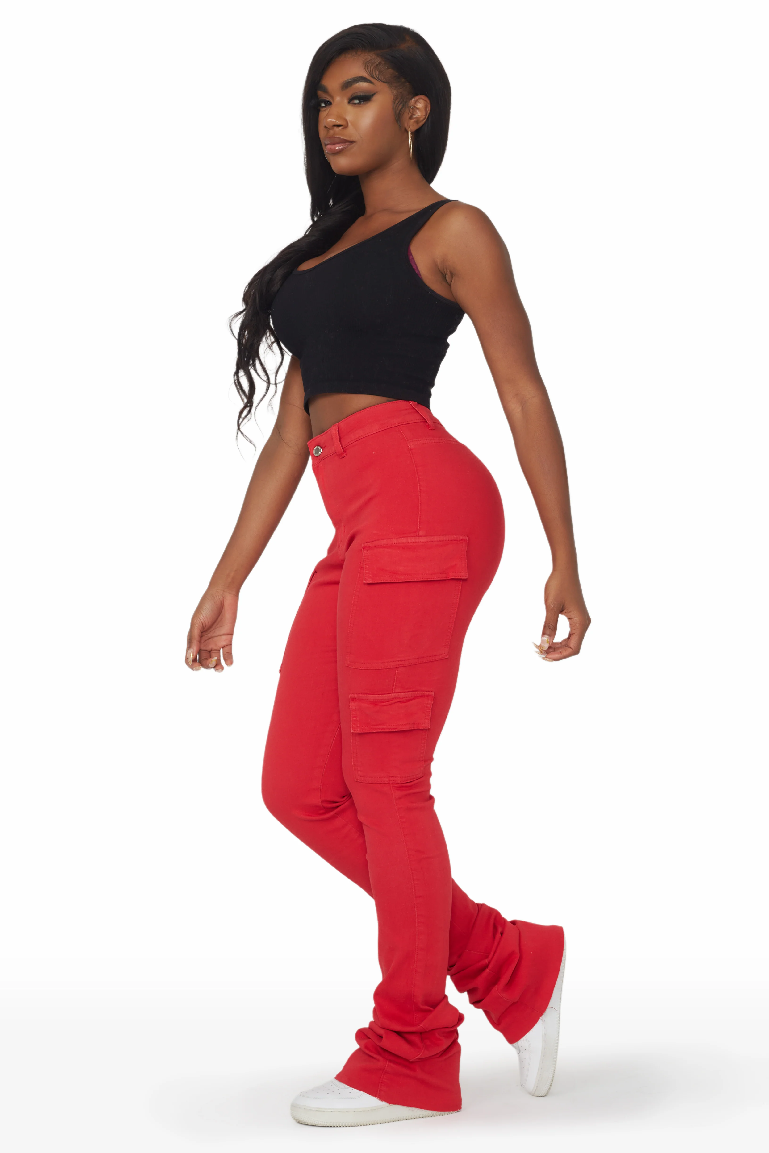 Vixen Red Cargo Super Stacked Jean - Image 3