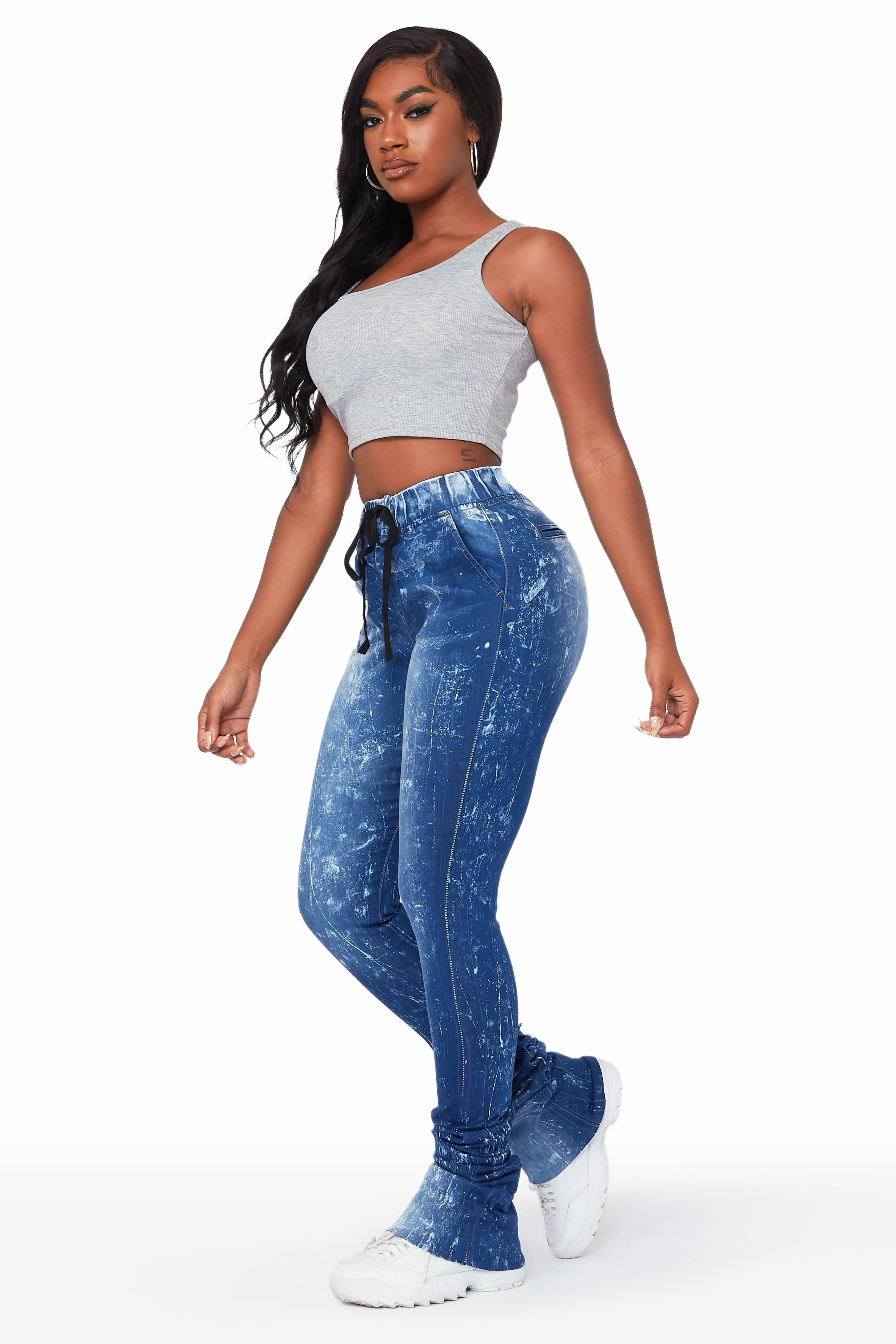 Audree Medium Wash Super Stacked Jean - Image 3