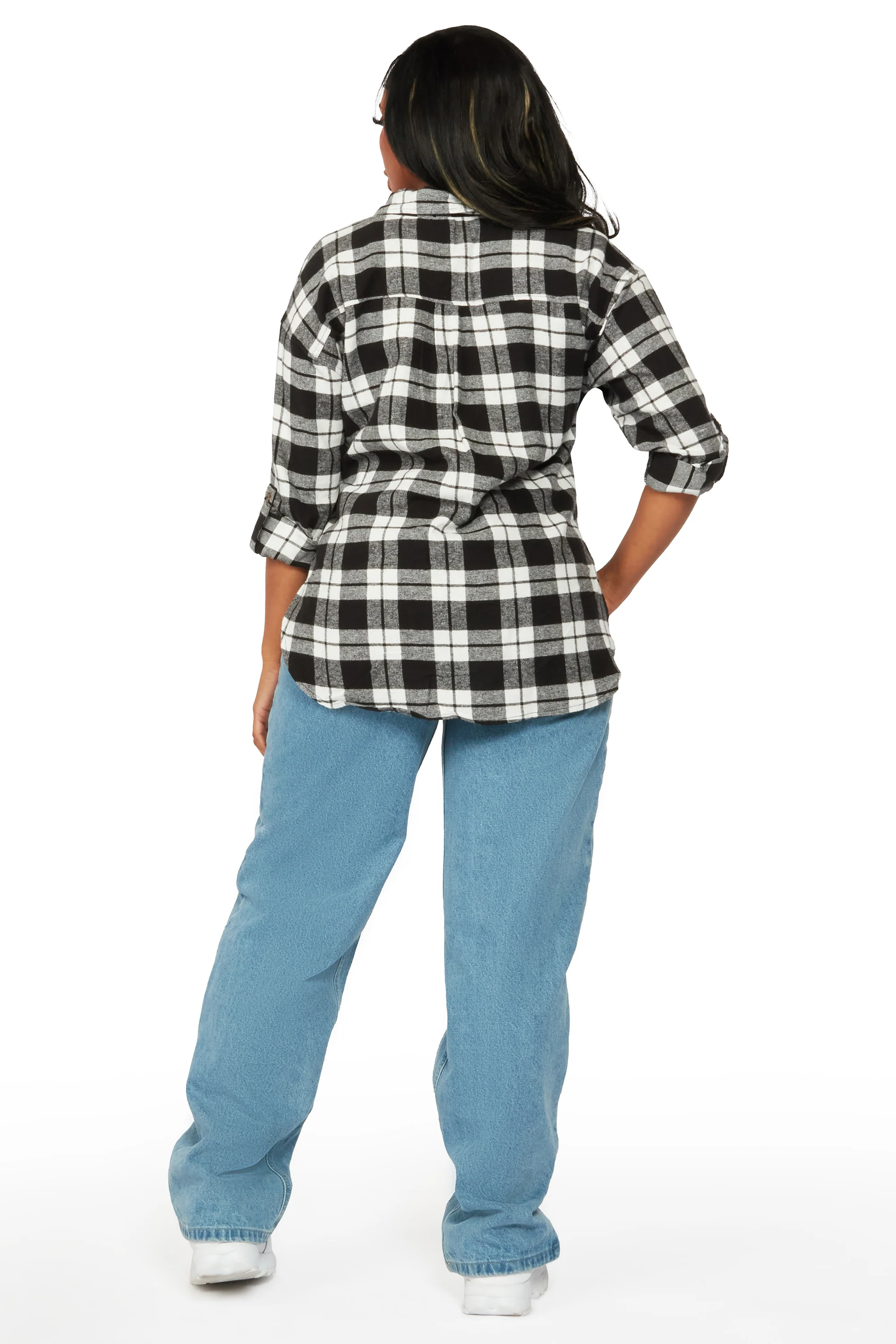 Rockstar Raider Black/White Plaid Button Up - Image 5