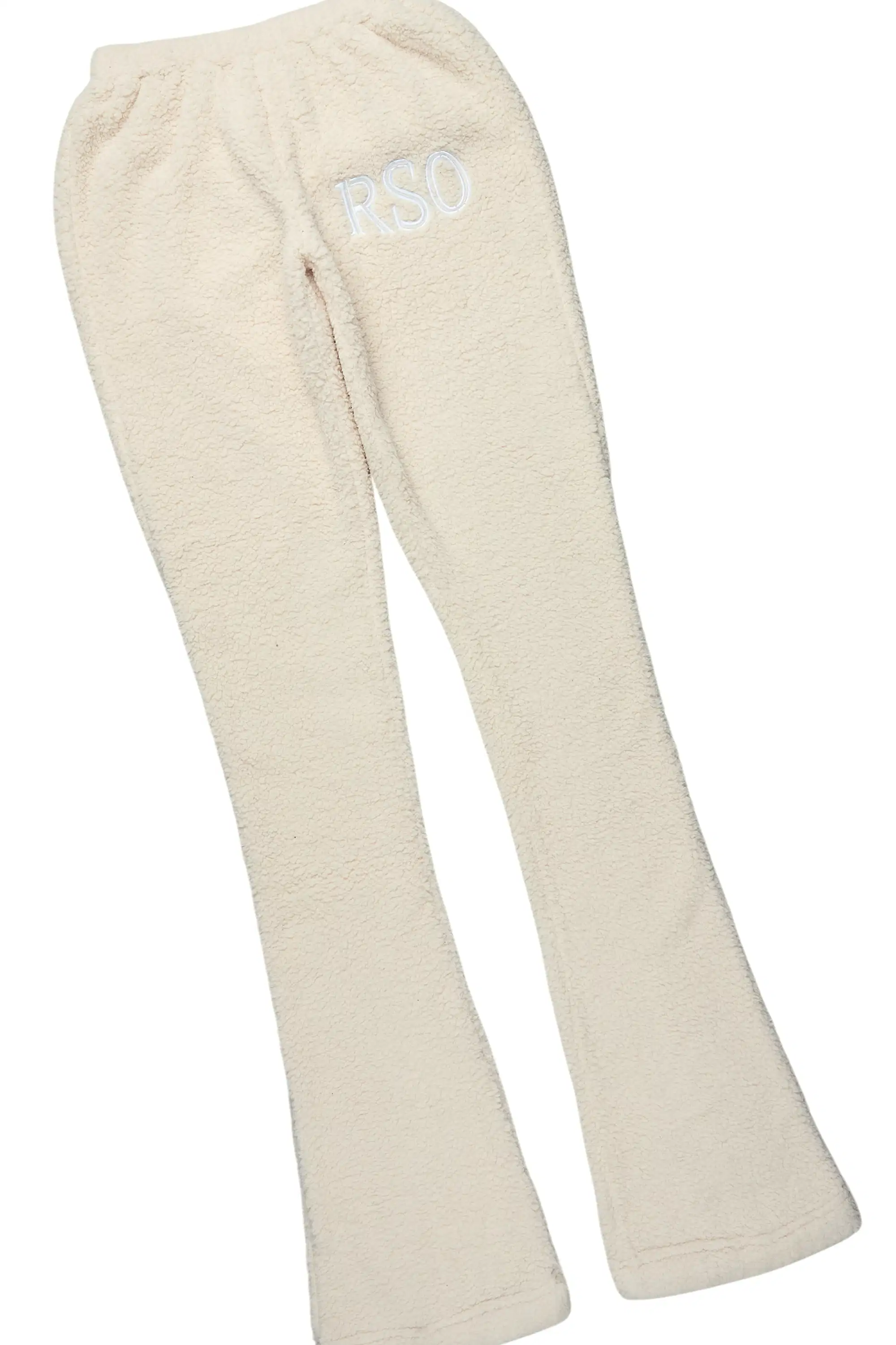 Krystiana Beige Sherpa Zip Up Stacked Track Set - Image 7