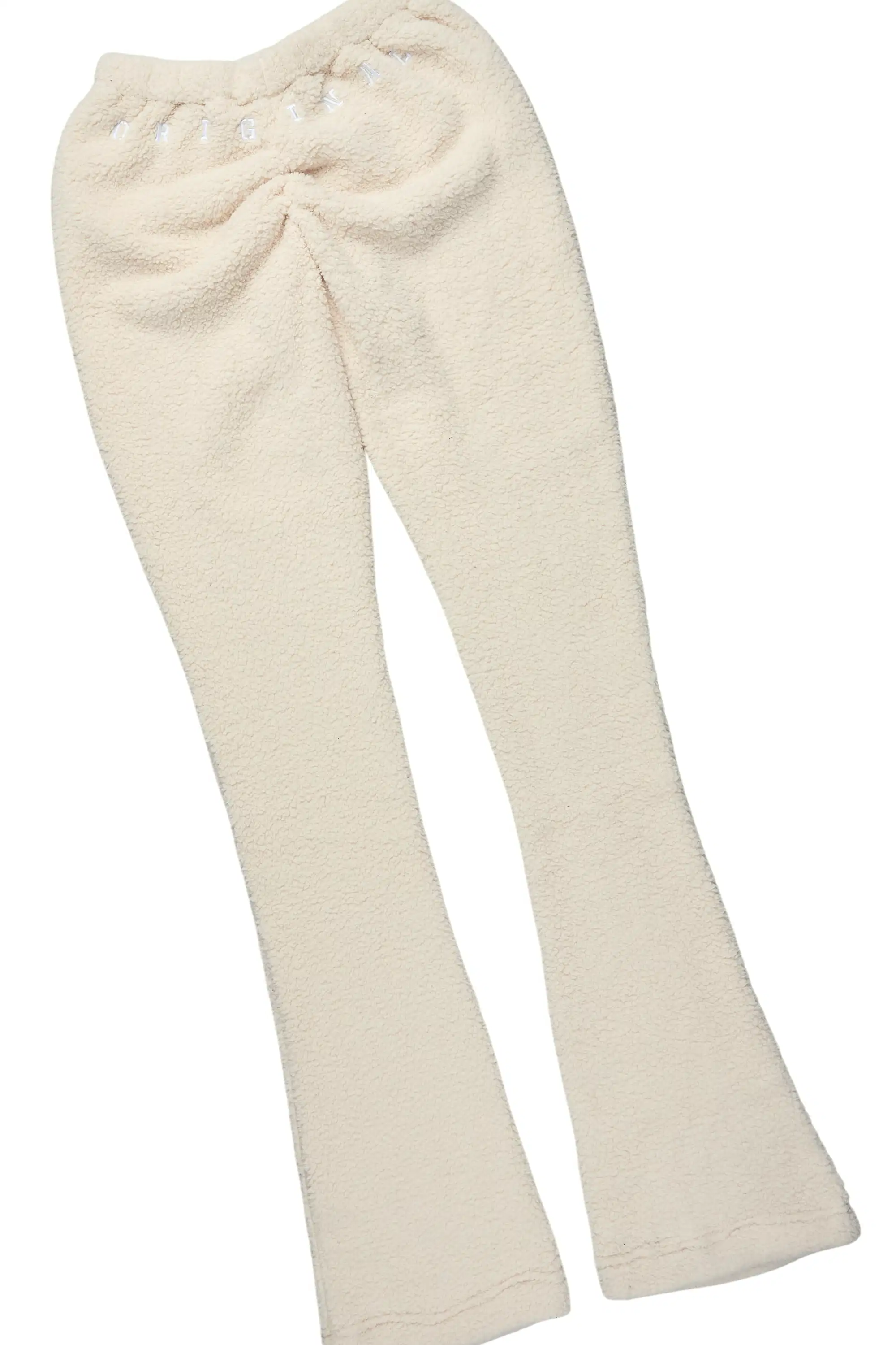 Krystiana Beige Sherpa Zip Up Stacked Track Set - Image 9