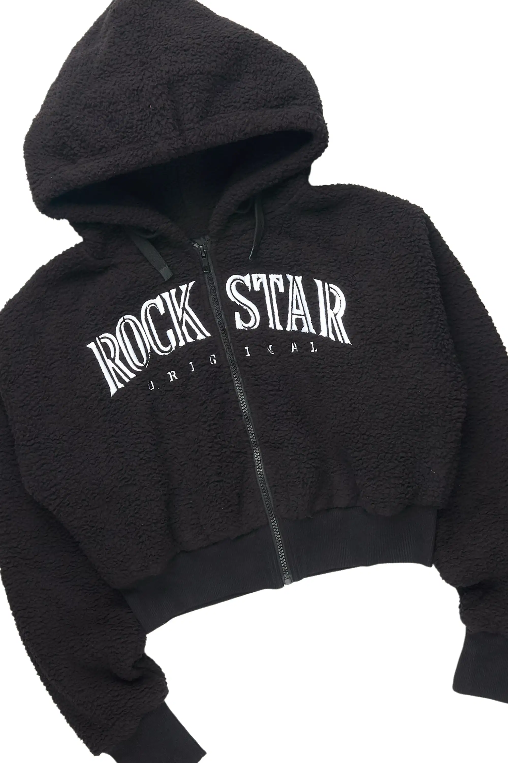 Krystiana Black Sherpa Zip Up Stacked Track Set - Image 4