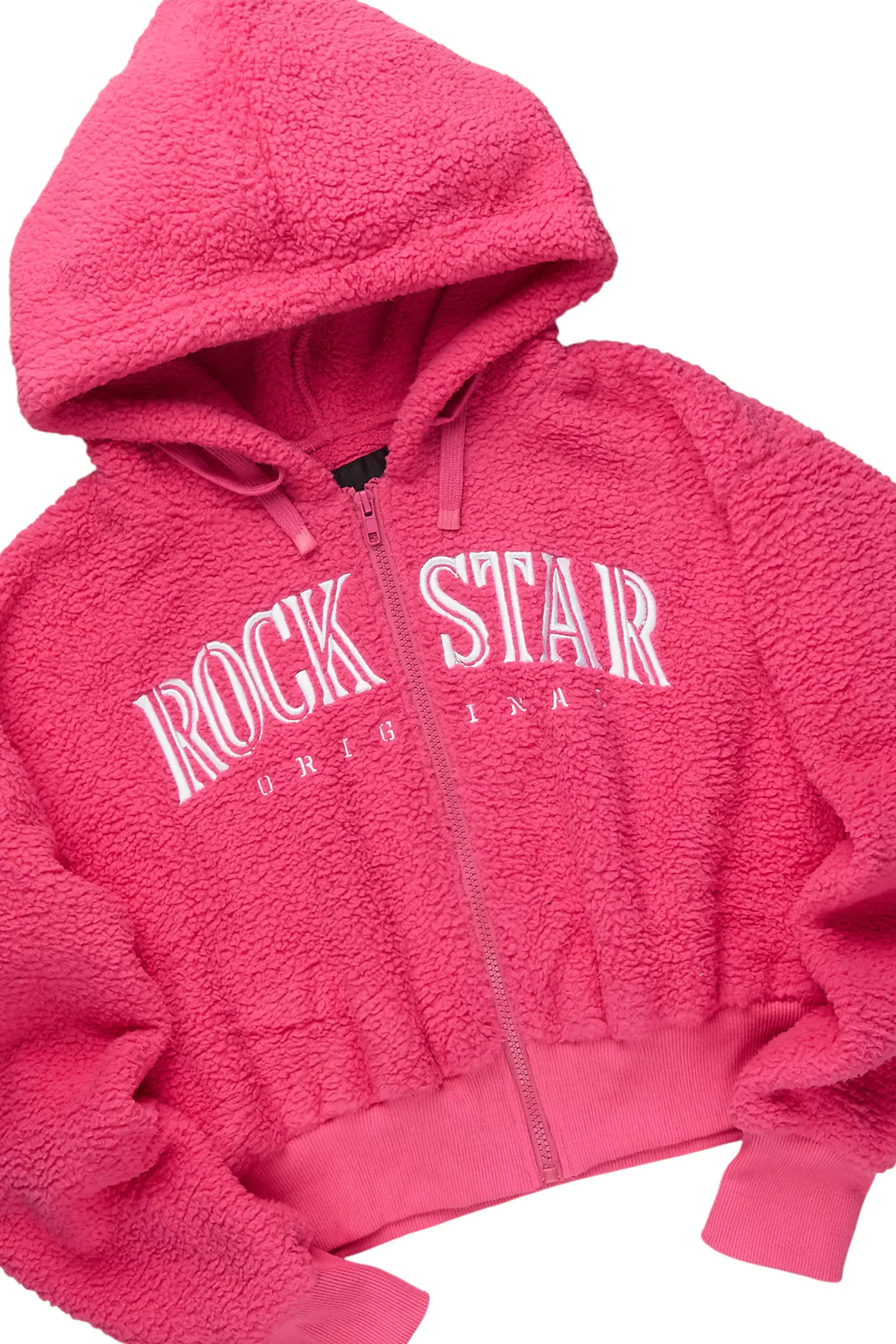 Krystiana Hot Pink Sherpa Zip Up Stacked Track Set - Image 5