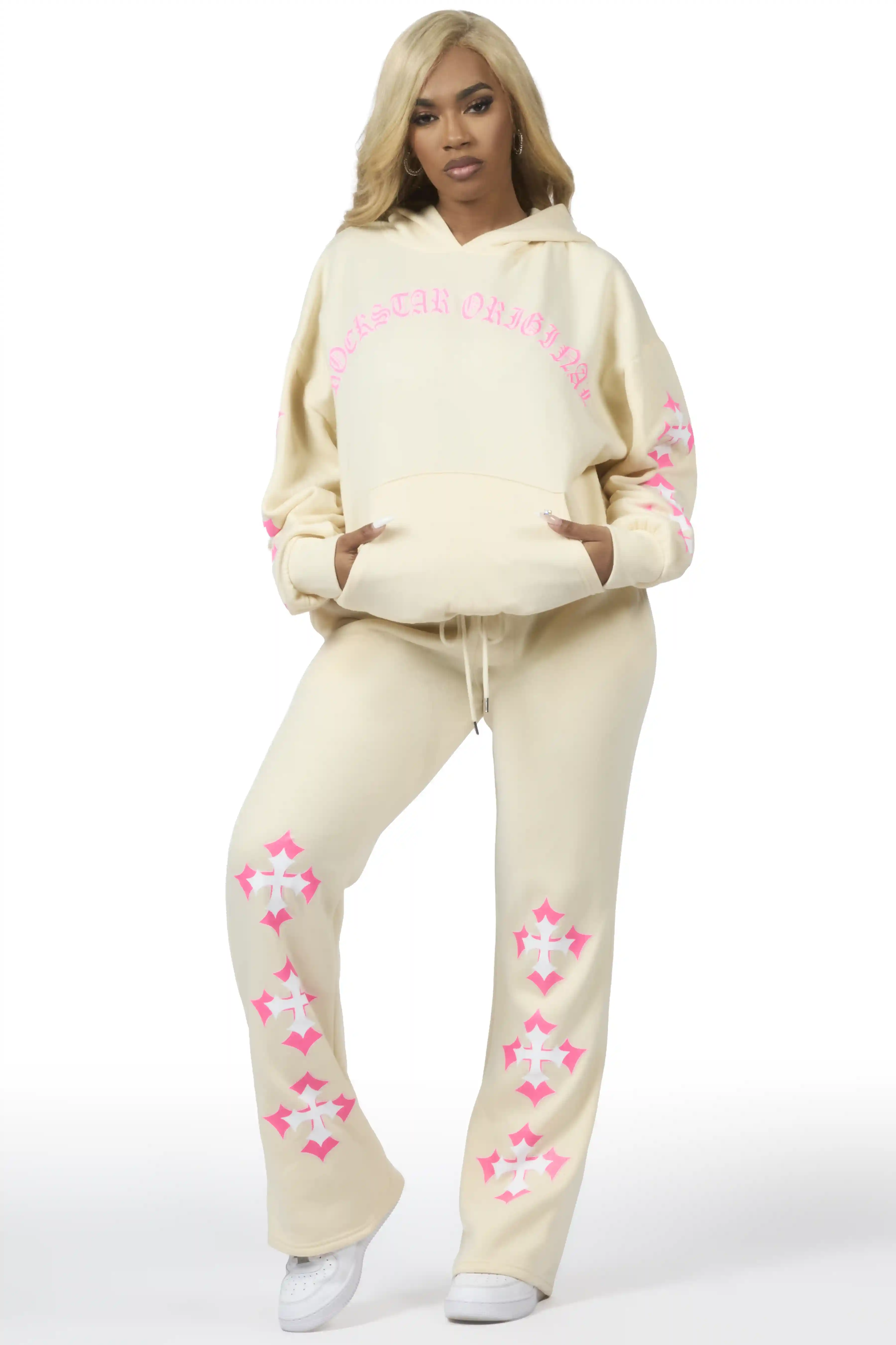 Kiyah Beige Baggy Fit Track Set - Image 4