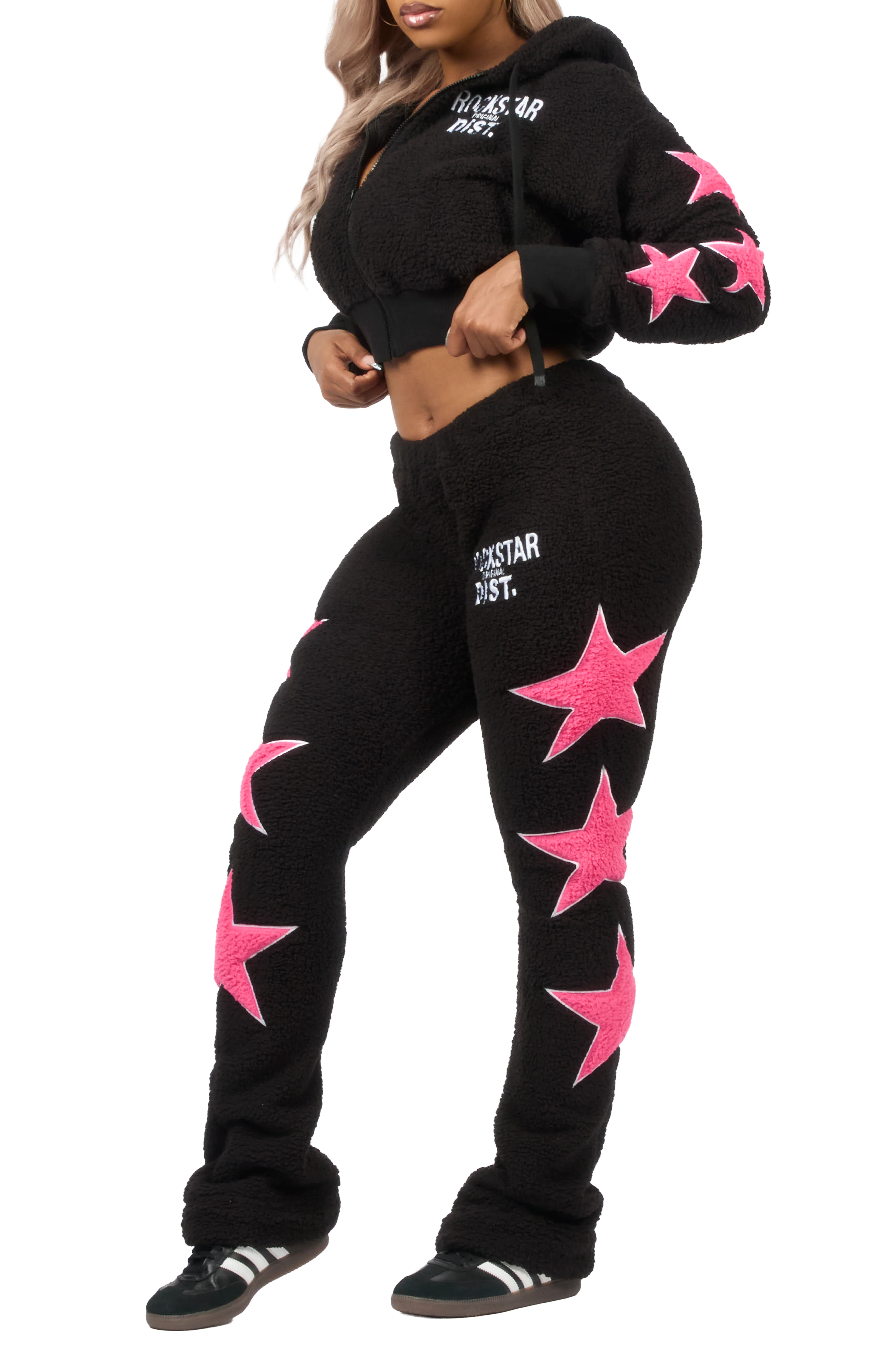 Dainisha Black Sherpa Zip Up Stacked Track Set - Image 10