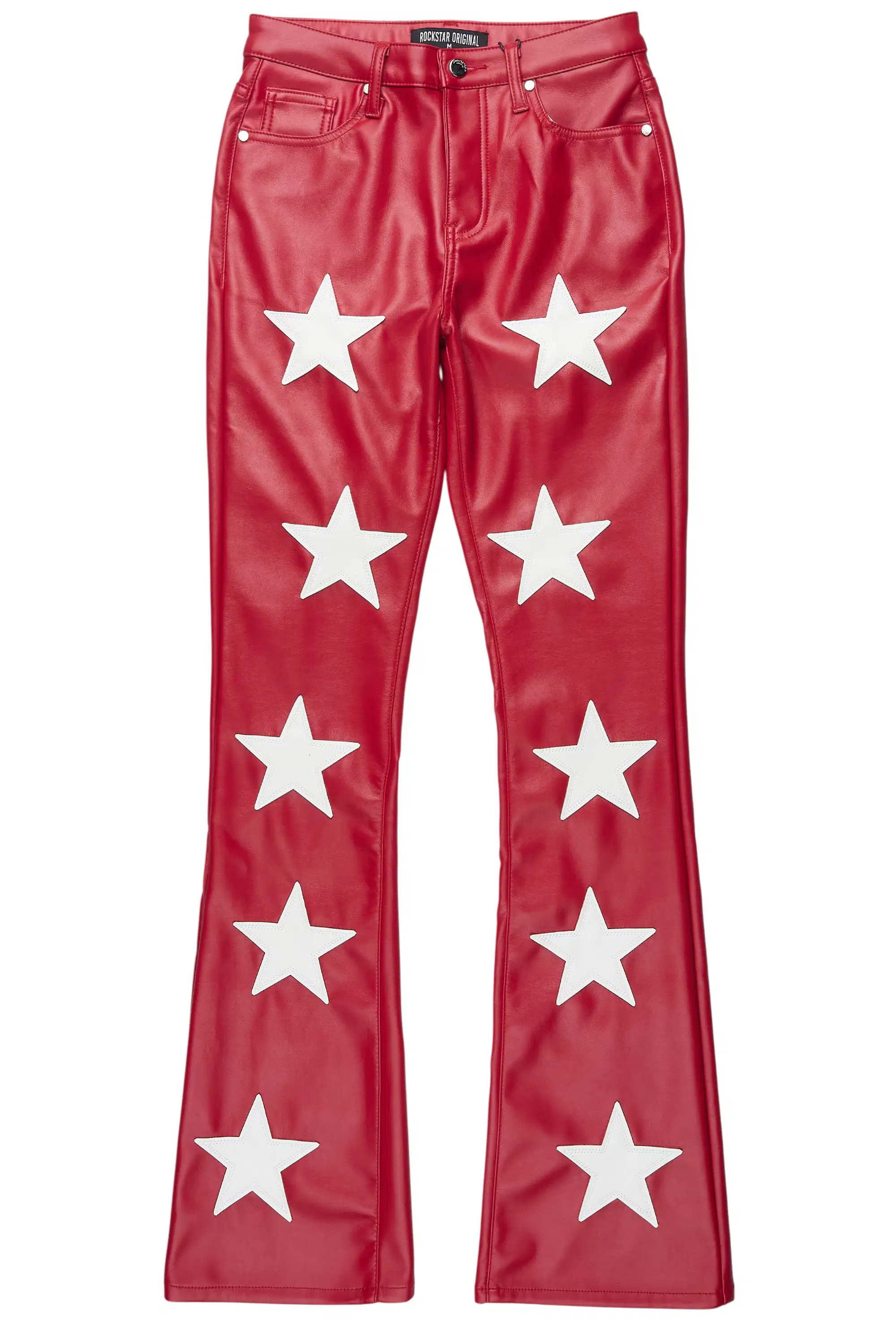 Takera Red PU Stacked Flare Pant - Image 3