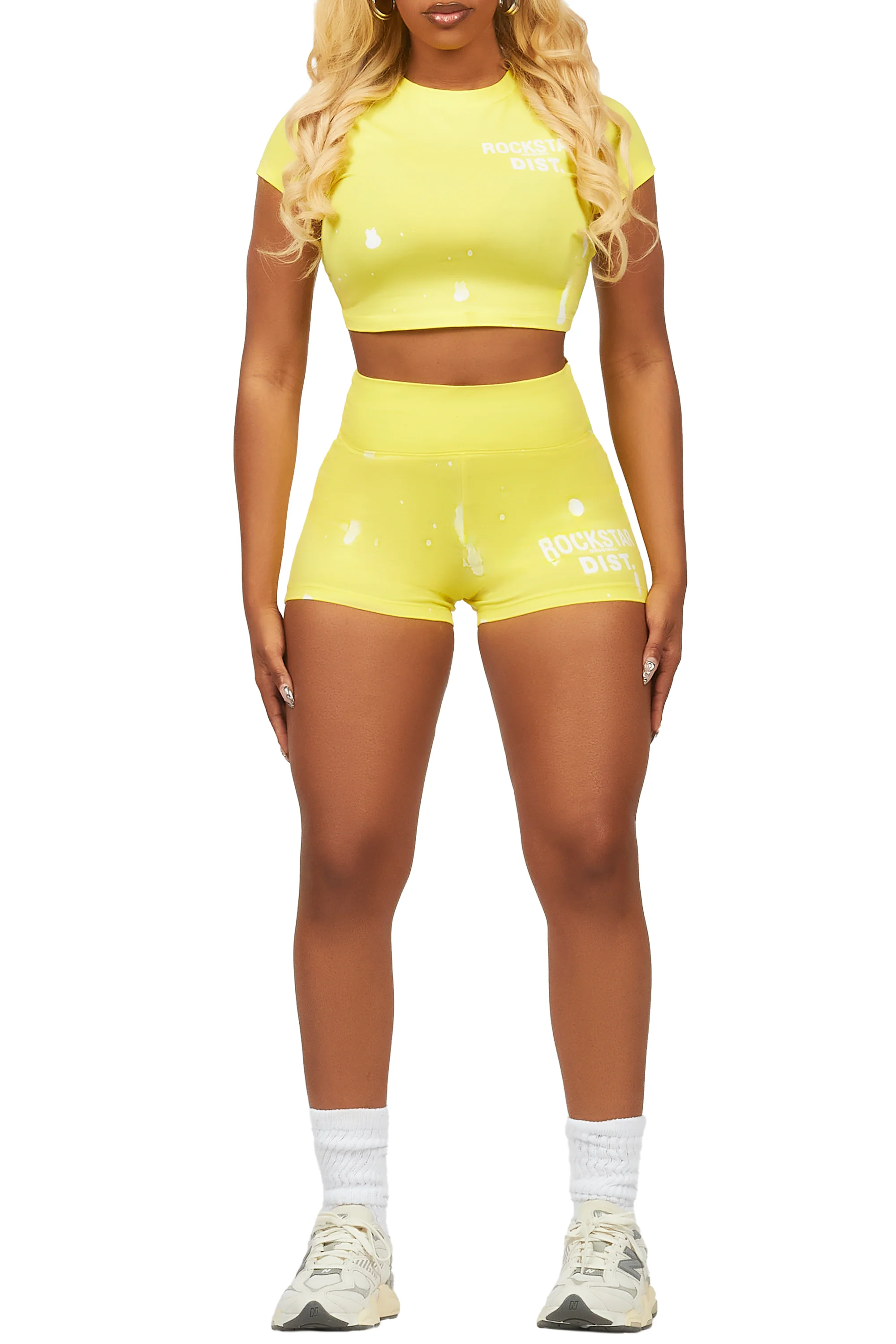 Nadja Yellow Crop Bike Short Set - Image 6